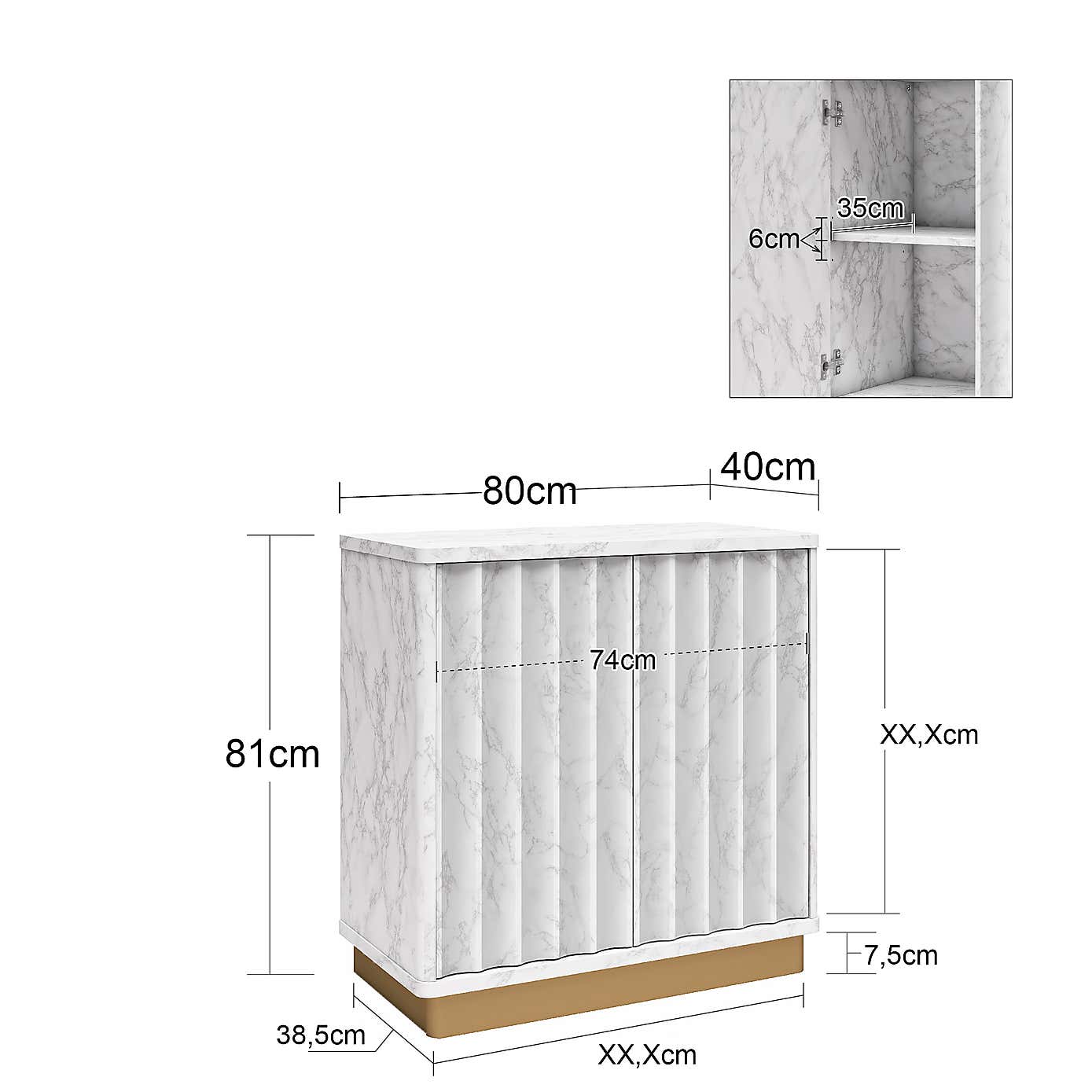 Rene Small Sideboard, Marble