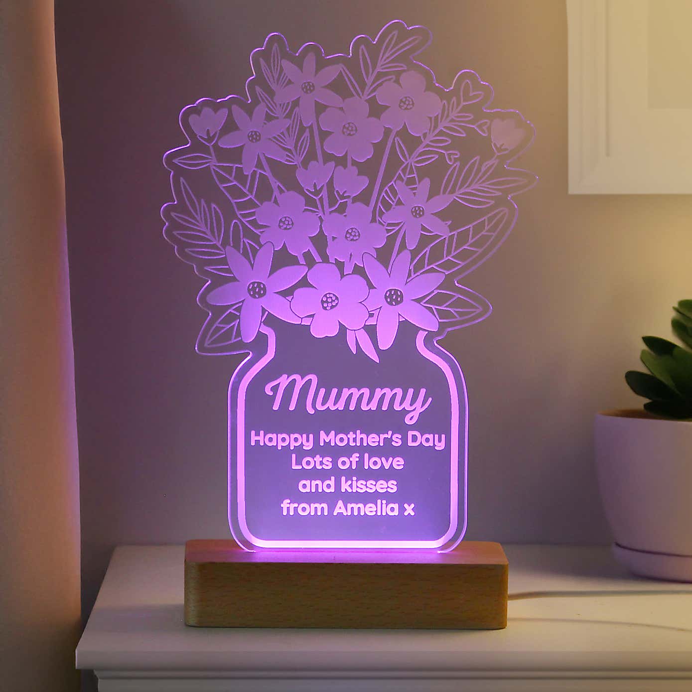 Personalised Flower Vase LED Light Lamp