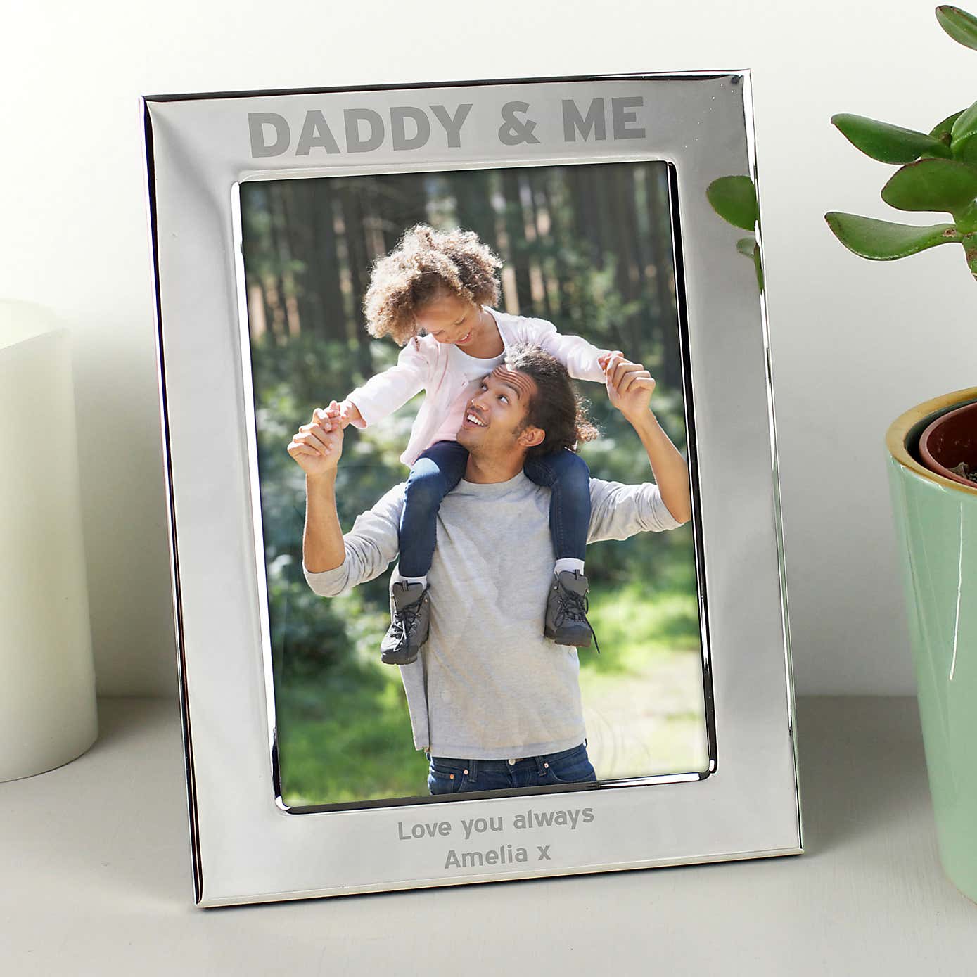 Personalised Silver Daddy and Me Portrait Photo Frame