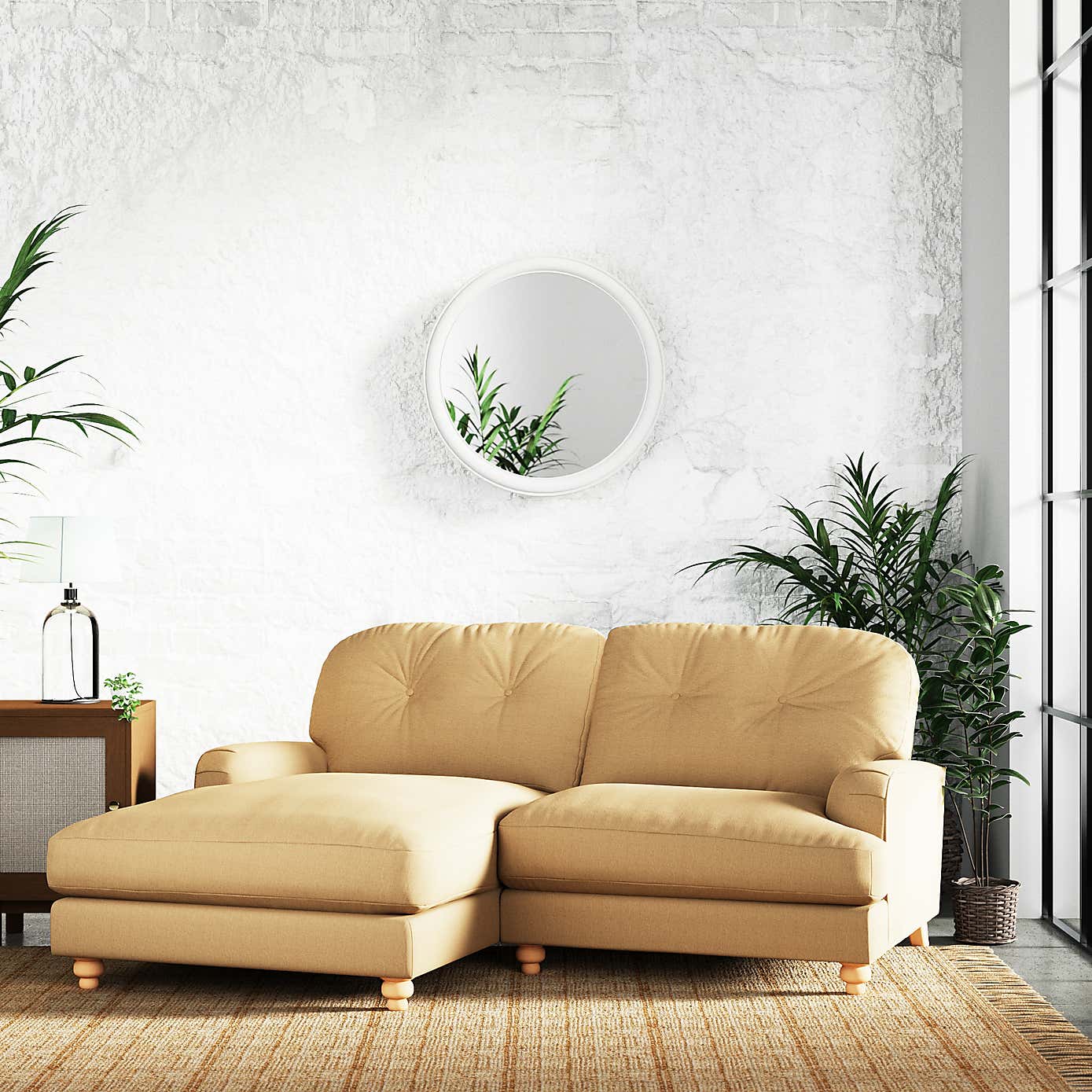 Martha Slub Faux Linen Corner Chaise Sofa