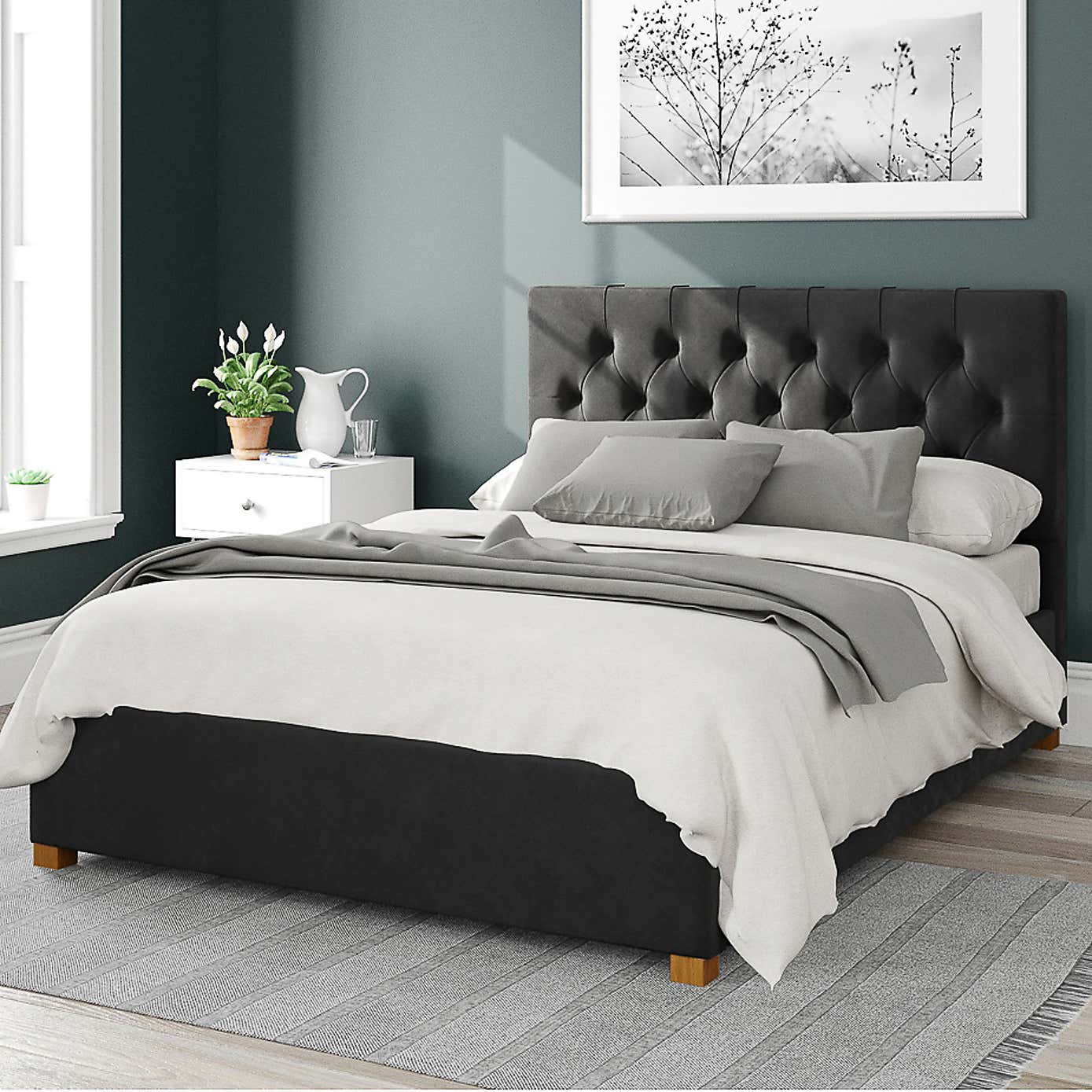 Olivier Plush Velvet Ottoman Bed