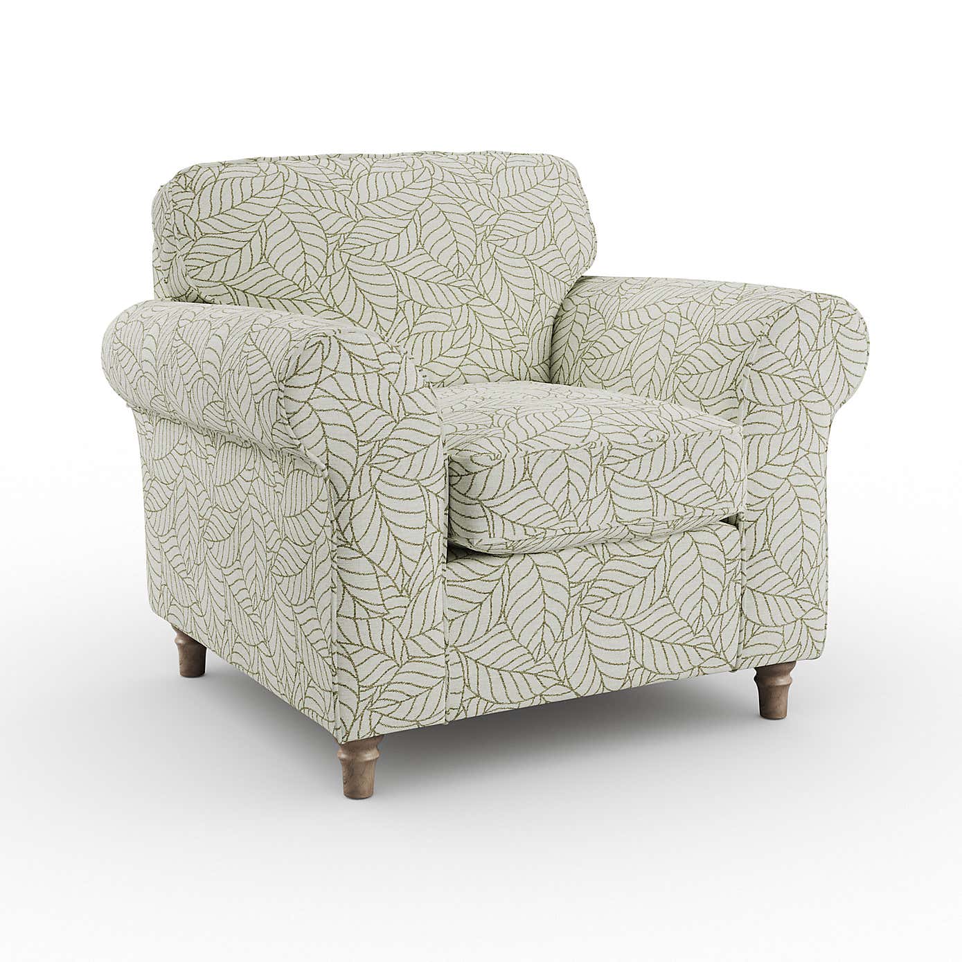 Flori Armchair, Leaf Print Fabric
