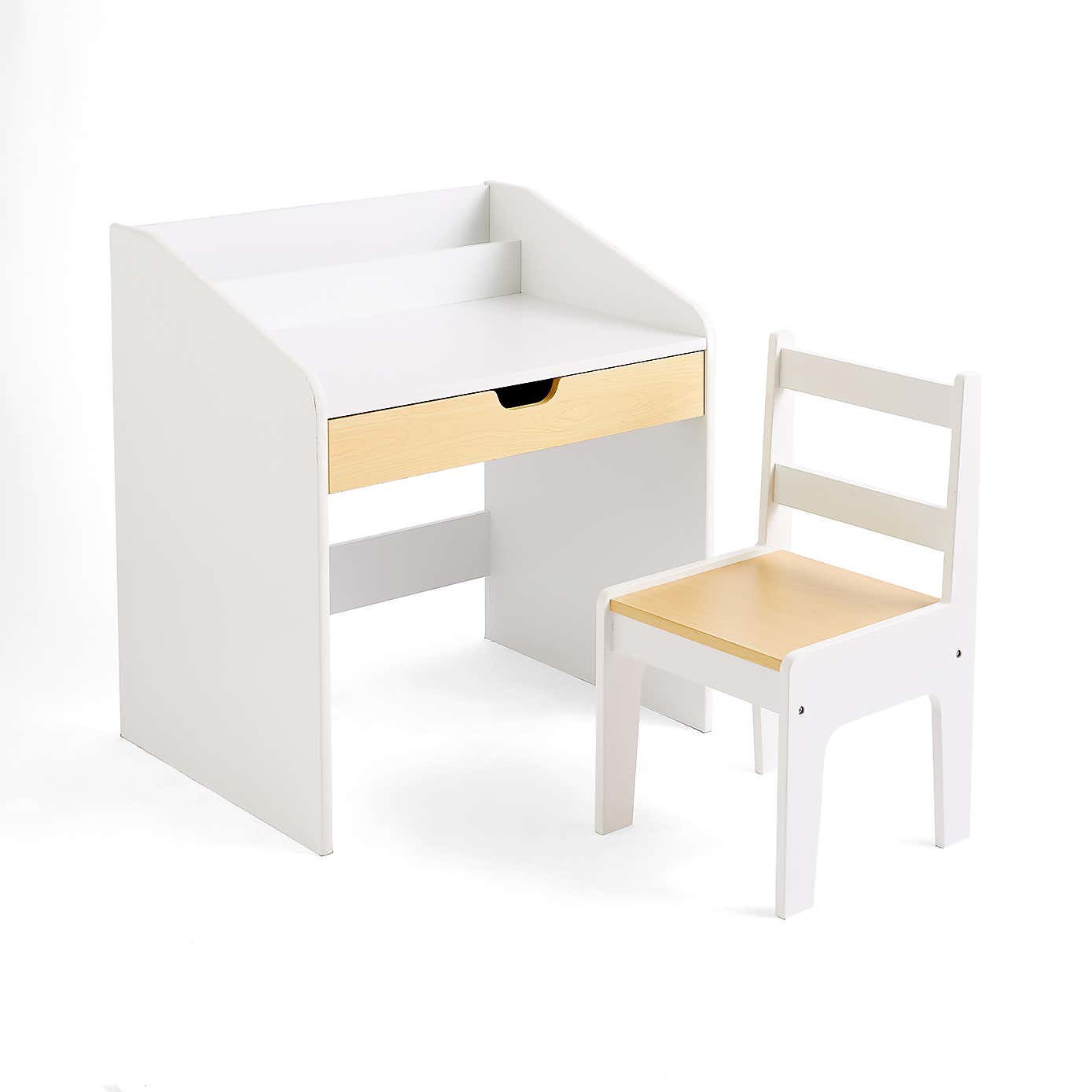 Kids Quinn Desk with Chair, White Natural