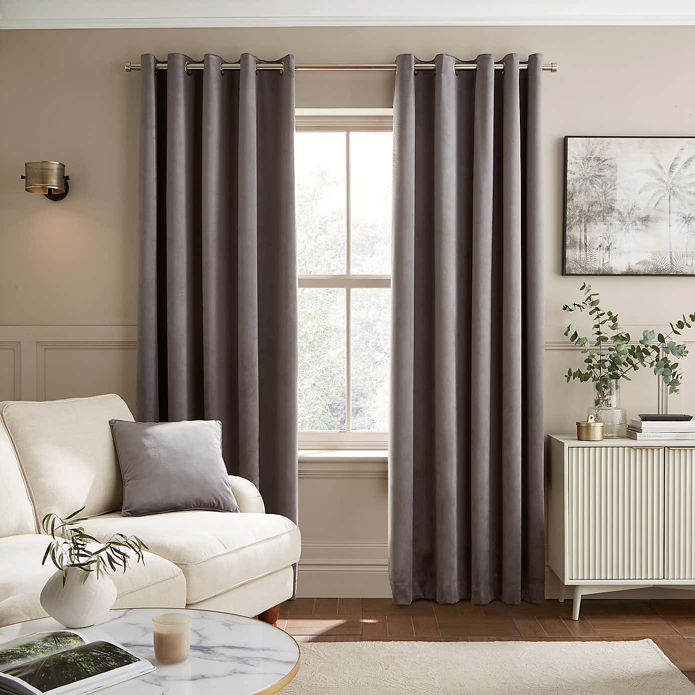 Recycled Velour Eyelet Curtains