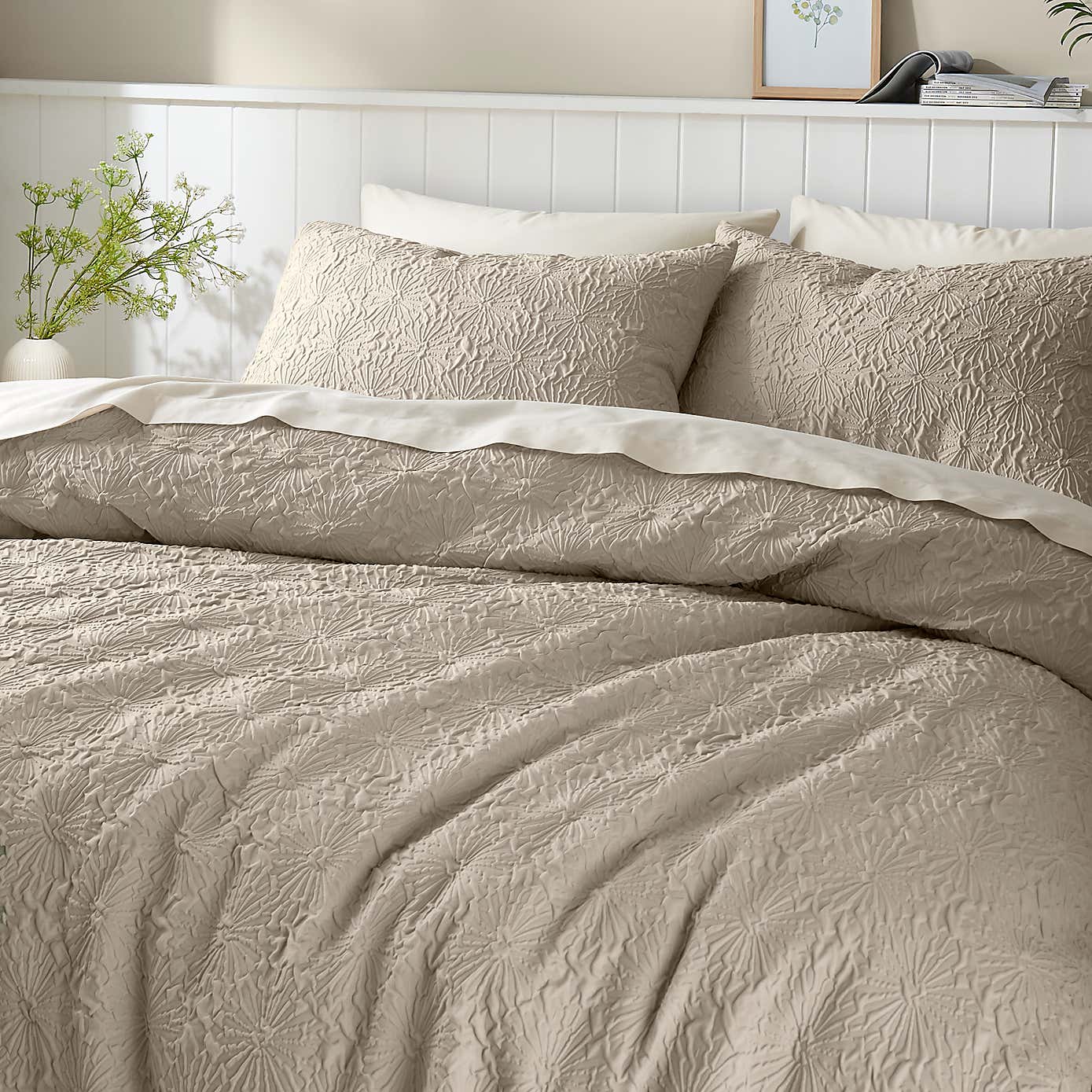 Astra Textured Floral Duvet Cover and Pillowcase Set