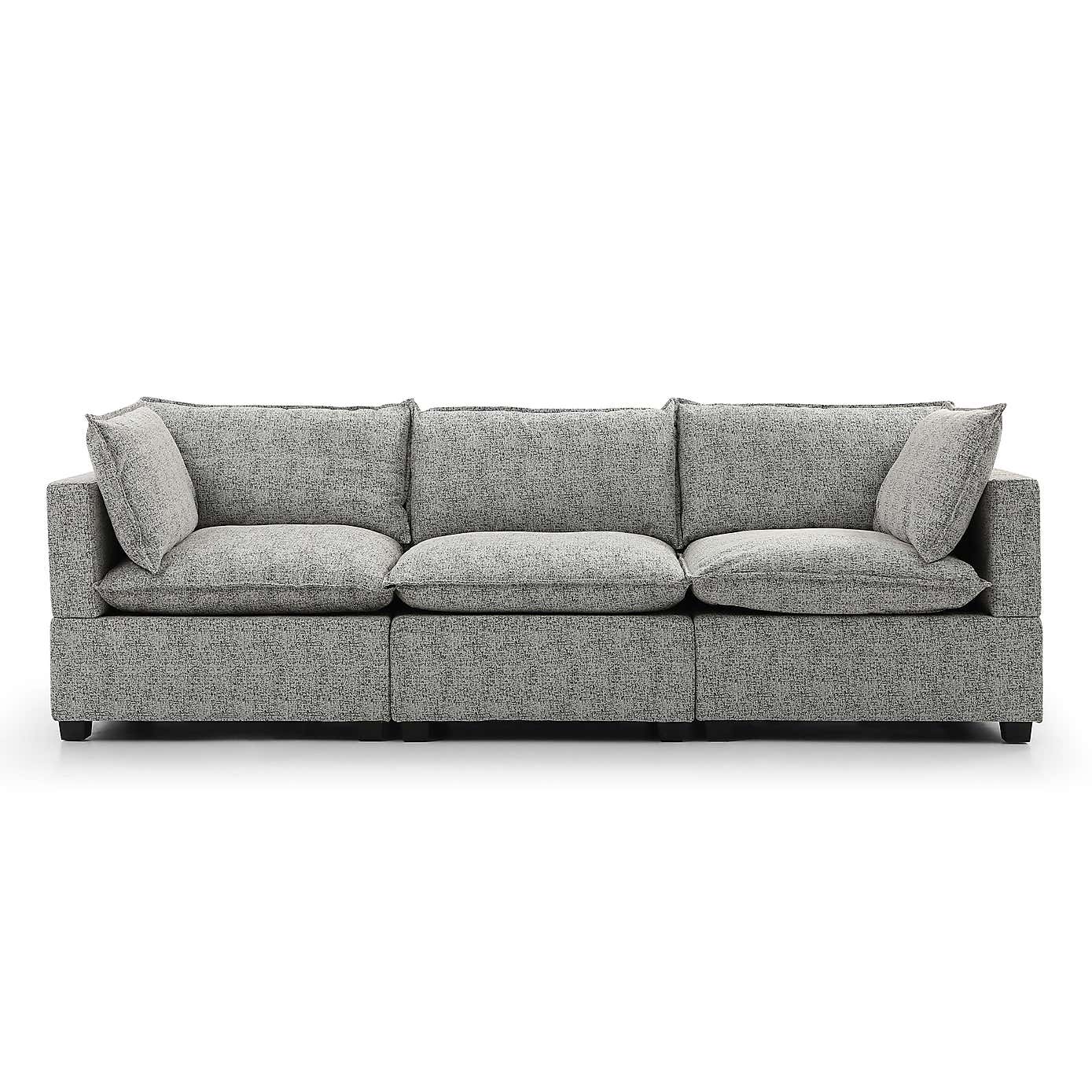 Moda 3 Seater Modular Sofa, Light Grey Boucle