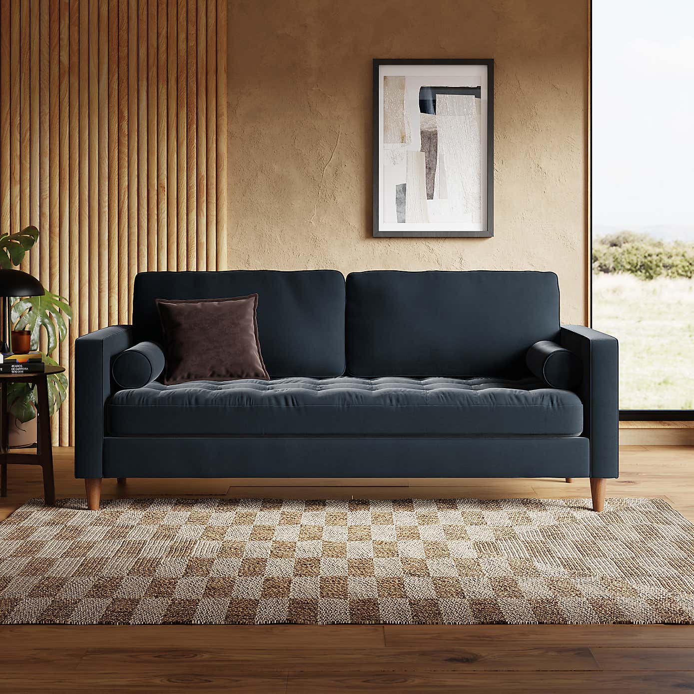 Zoe Casual Sit Velvet 3 Seater Sofa