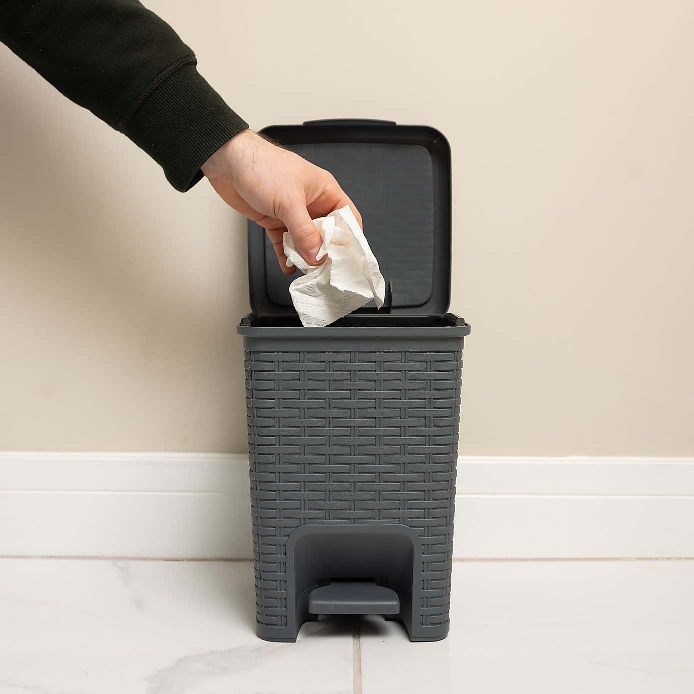 Addis Rattan Charcoal Pedal Bin