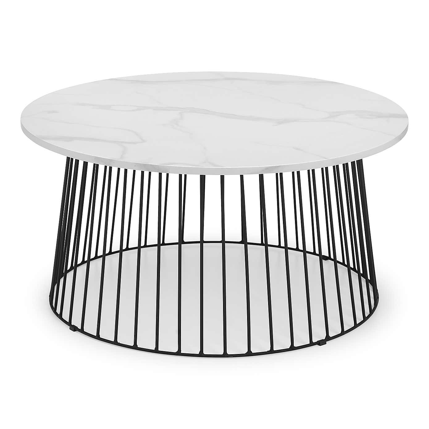 Broadway Round White Marble Coffee Table