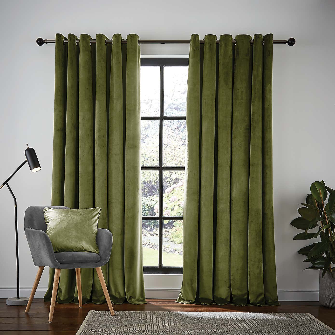 Recycled Velour Eyelet Curtains