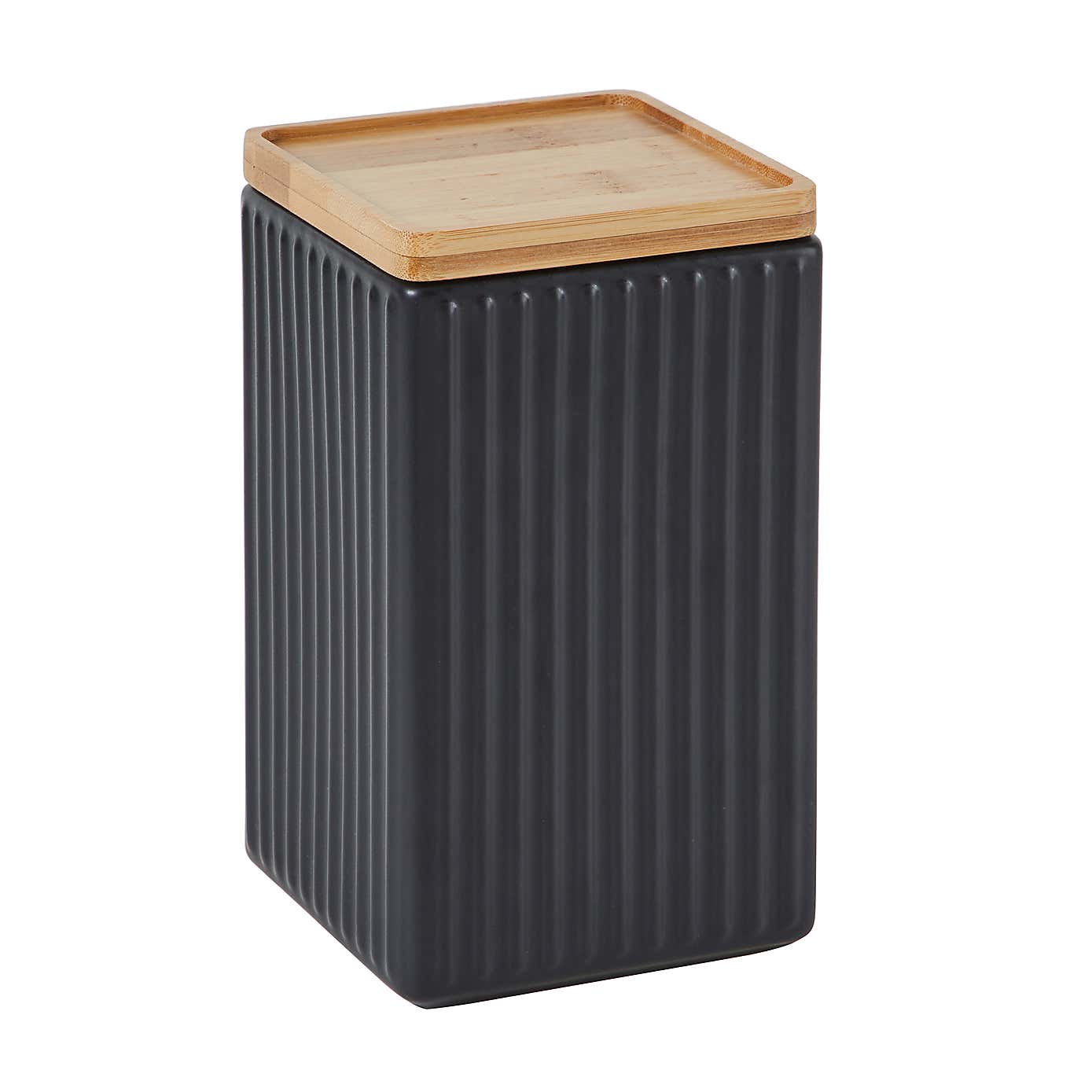 Matt Black Ceramic Medium Square Kitchen Canister