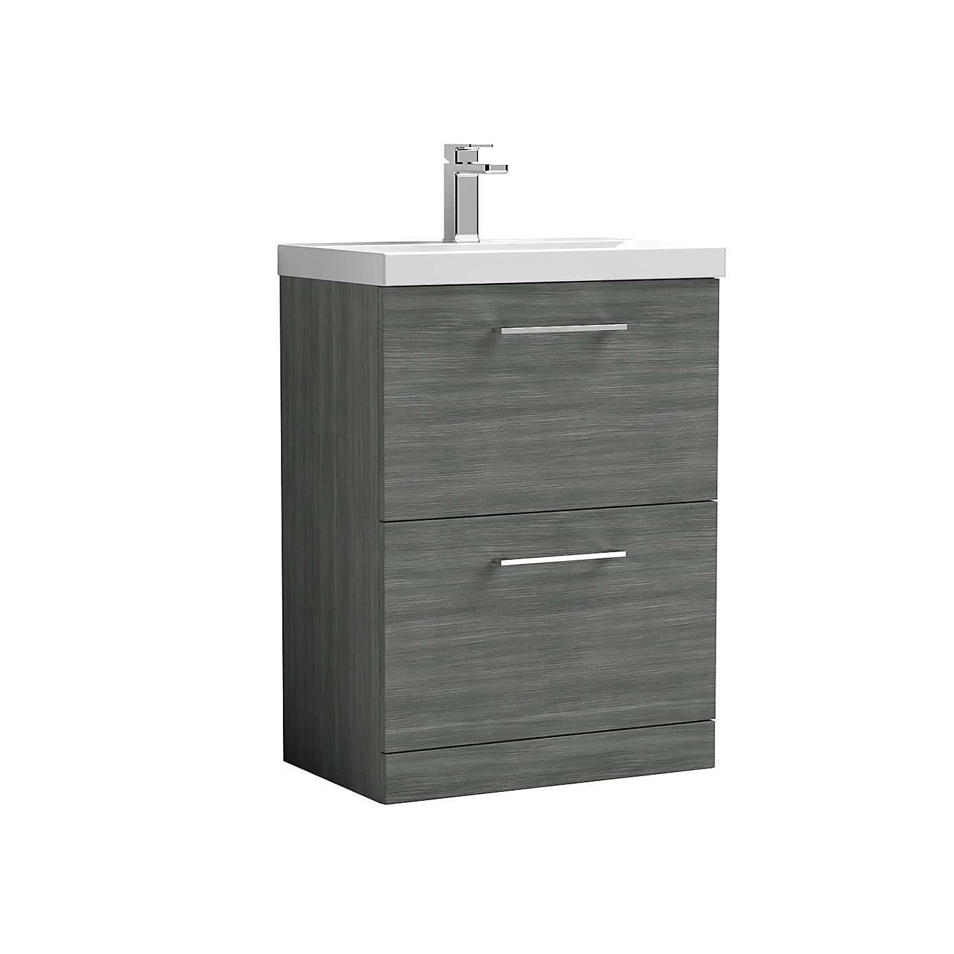 Arno Floor Standing 2 Drawer Vanity Unit with Basin