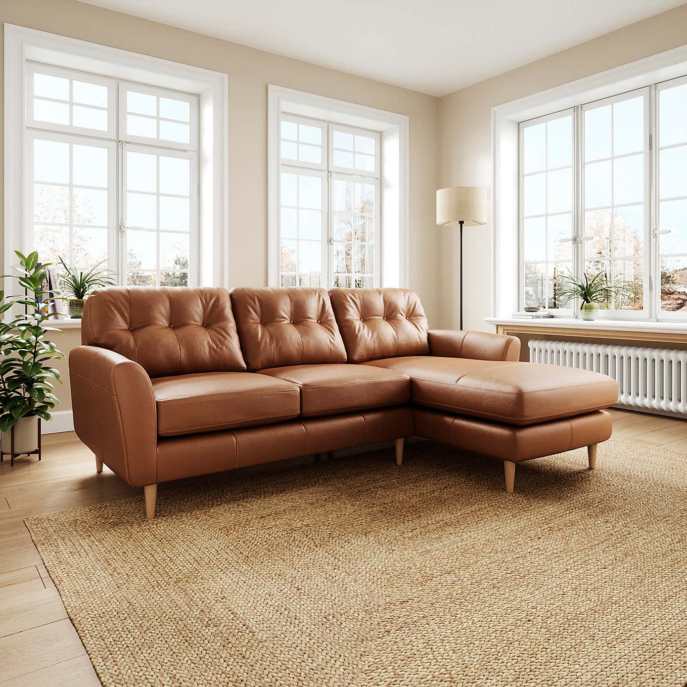 Sven Classic Leather Large Corner Chaise Sofa