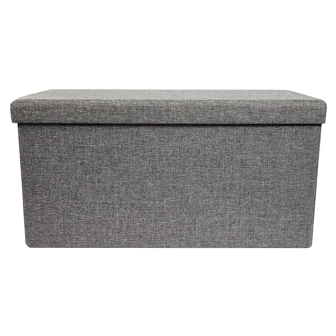 Faux Linen Rectangular Ottoman