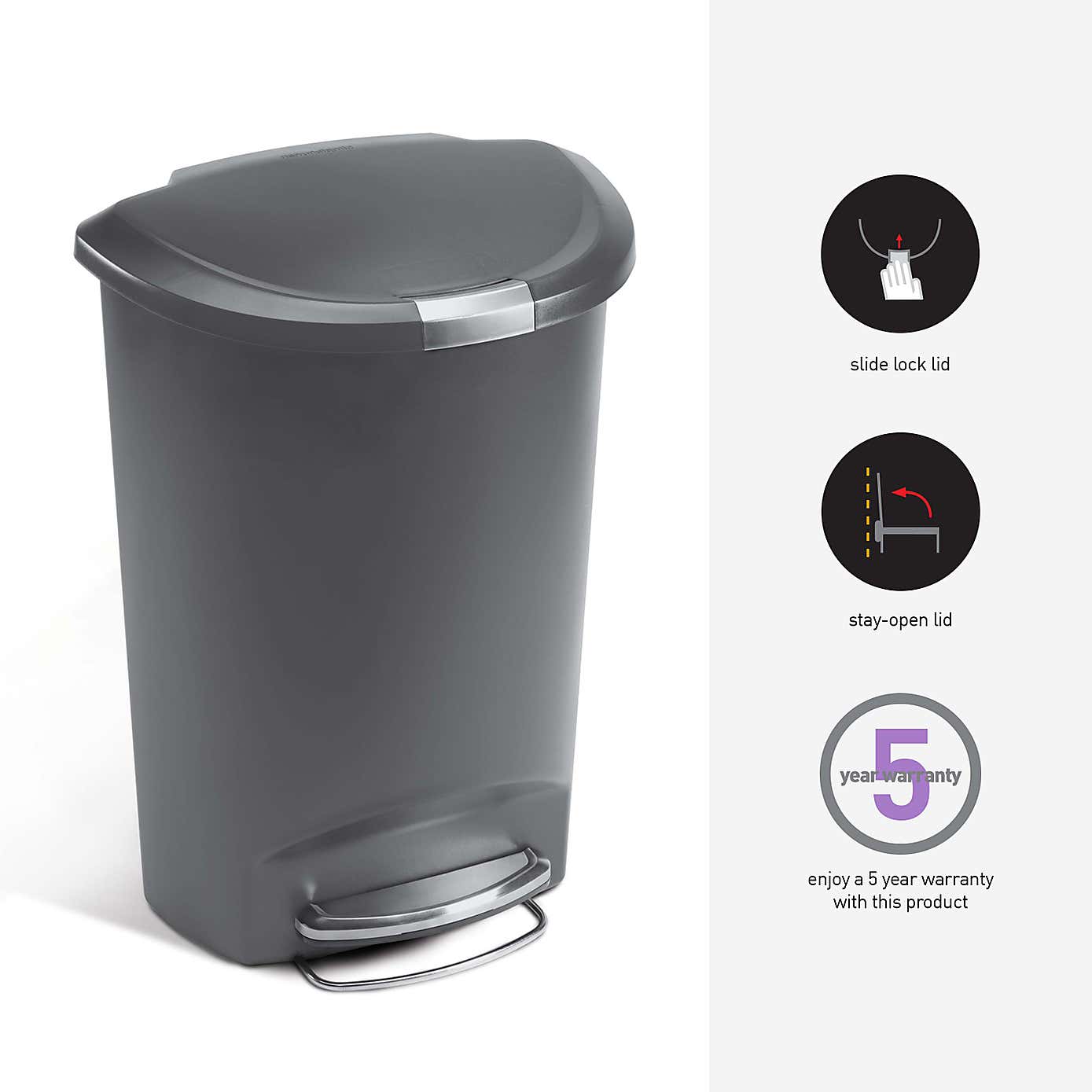 Simple Human 50 Litre Semi-Round Pedal Bin