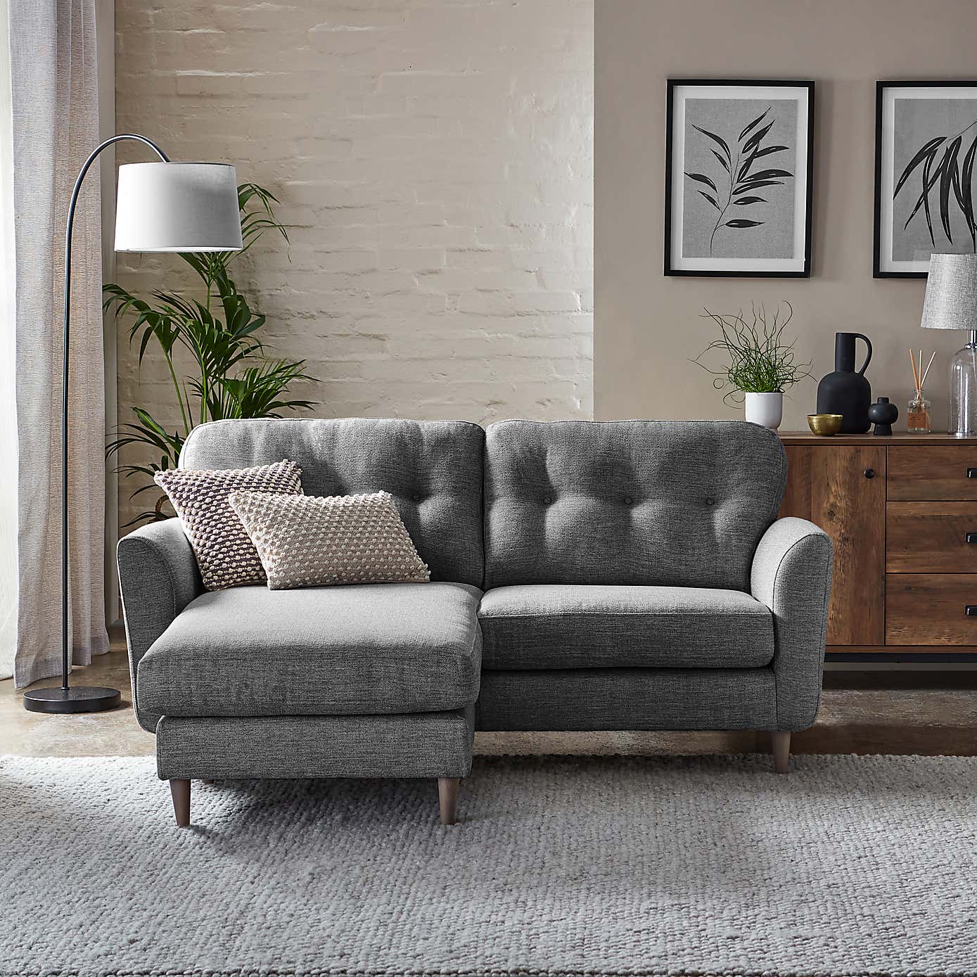 Sven Tonal Weave Corner Chaise Sofa