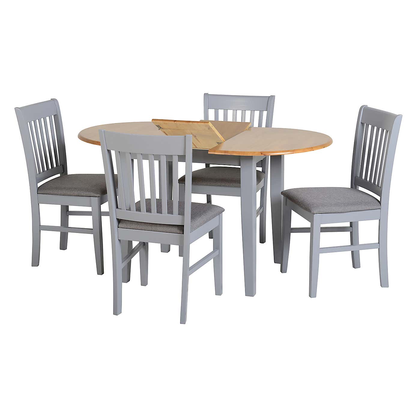 Oxford 4-6 Seater Oval Extendable Dining Table with 4 Chairs, Grey