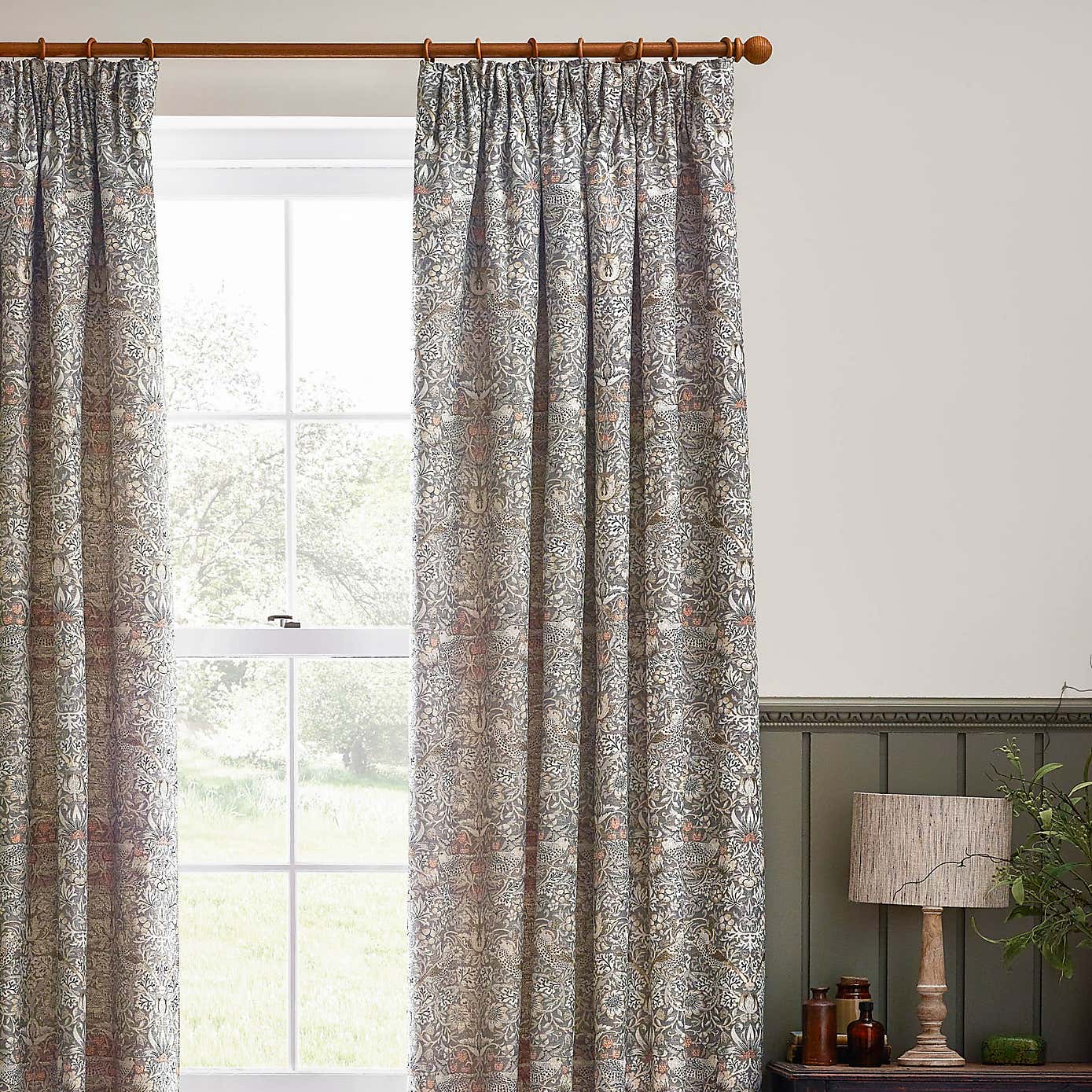 Morris & Co. Strawberry Thief Jacquard Pencil Pleat Curtains