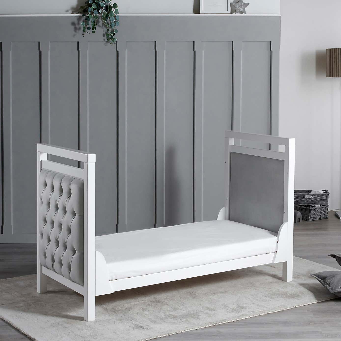 Babymore Velvet Deluxe Cot Bed, White