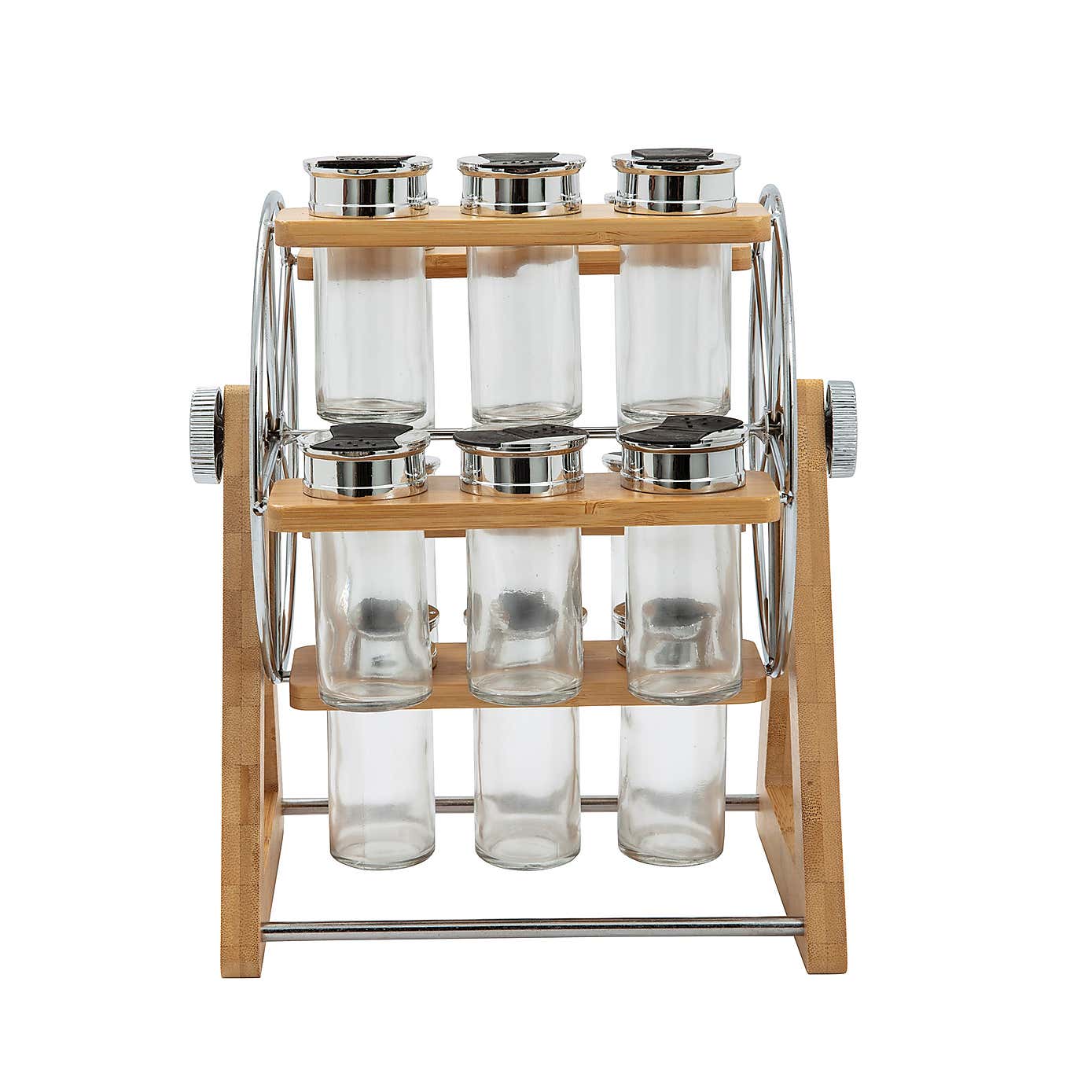 Bamboo 15 Jar Wheel Spice Rack Set