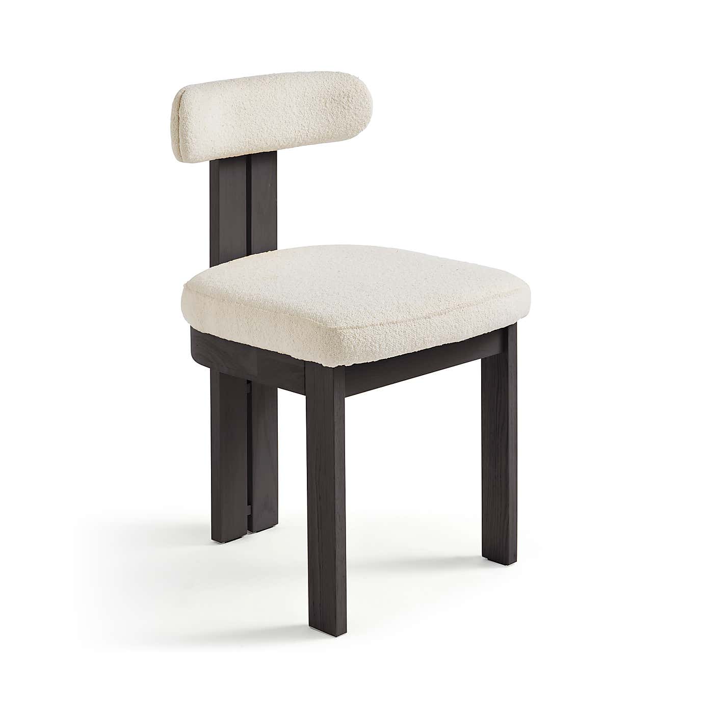 Lovato Dining Chair Stained Oak, Ivory Boucle