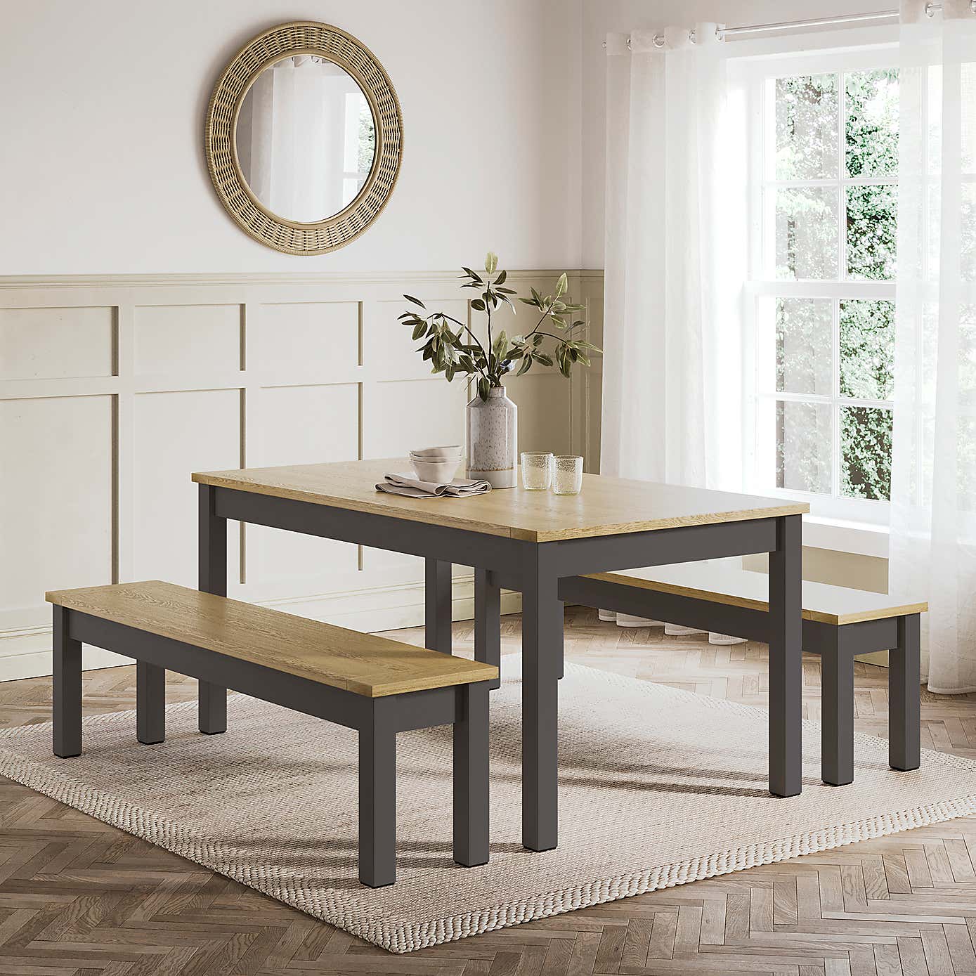 Olney 6 Seater Dining Table and Bench Set