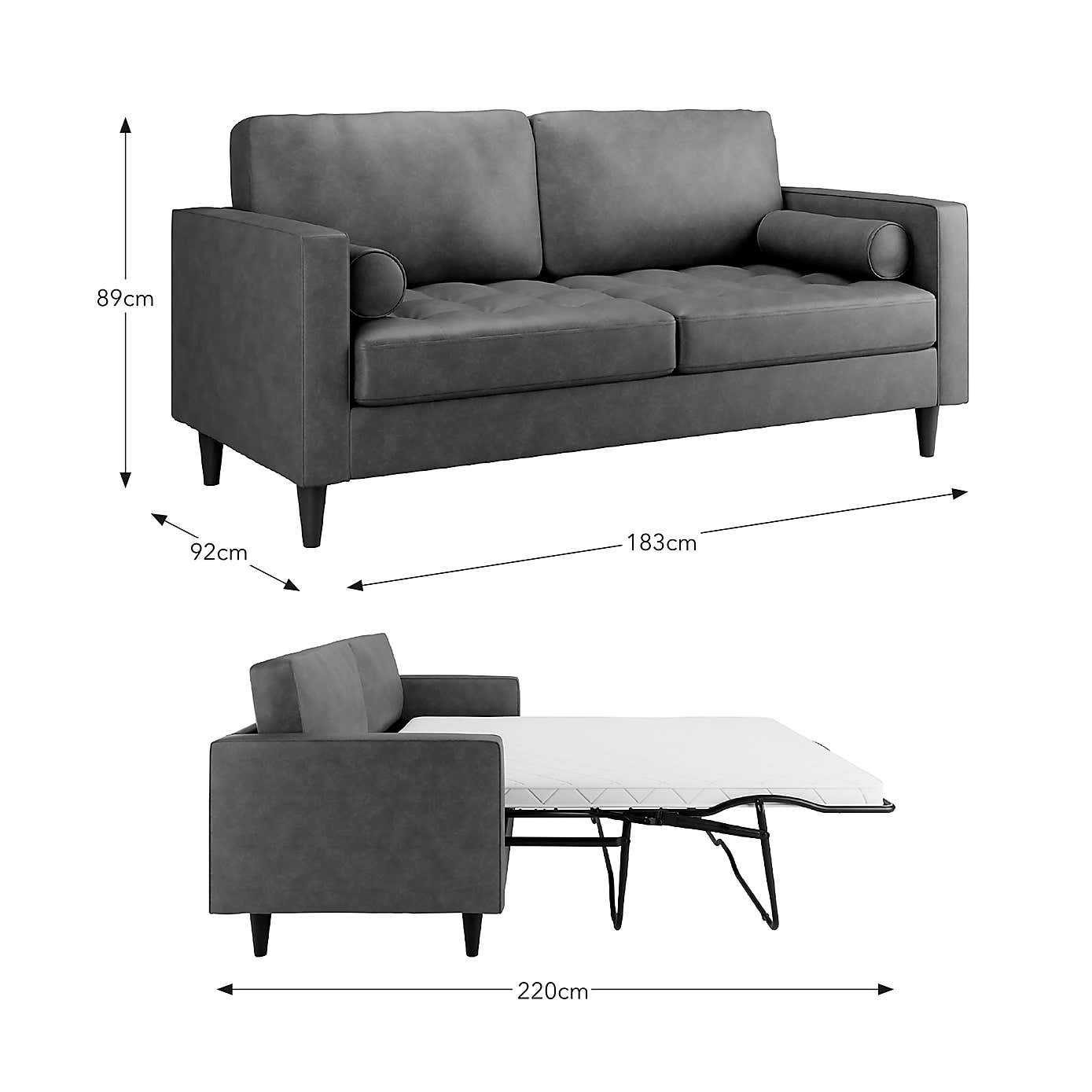 Zoe Faux Leather 3 Seater Double Sofa Bed