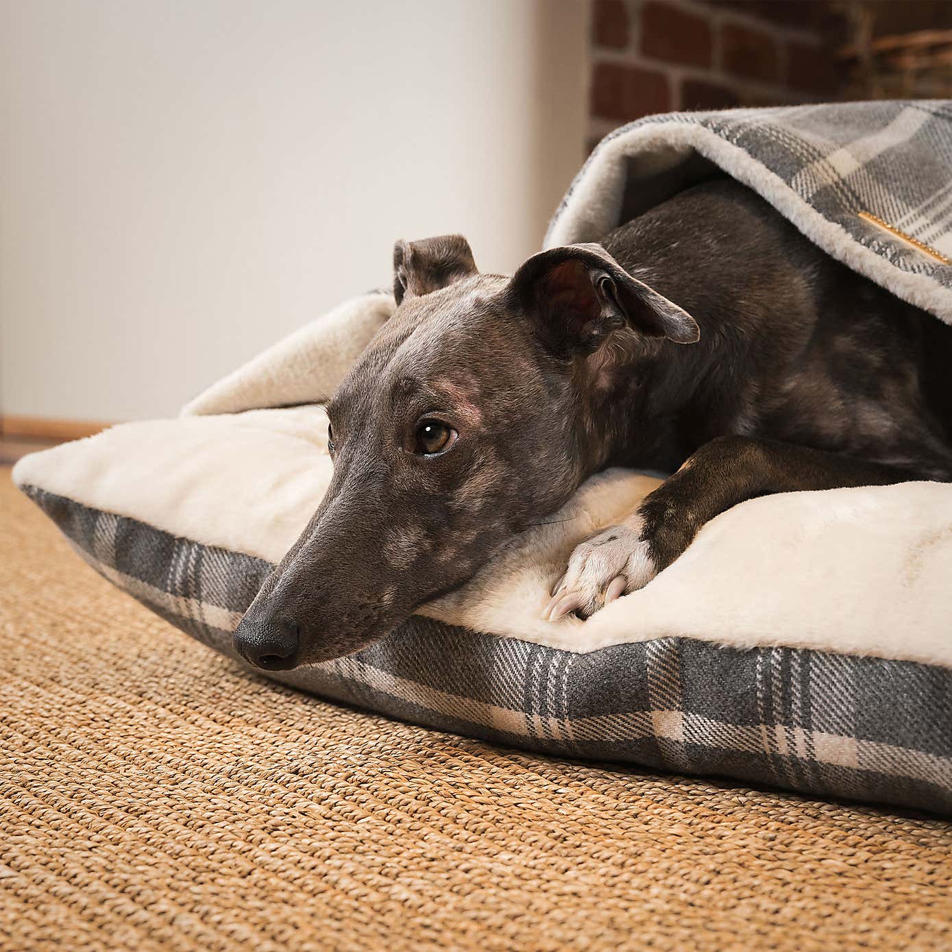 Lords and Labradors Balmoral Tweed Sleepy Burrow Dog Bed