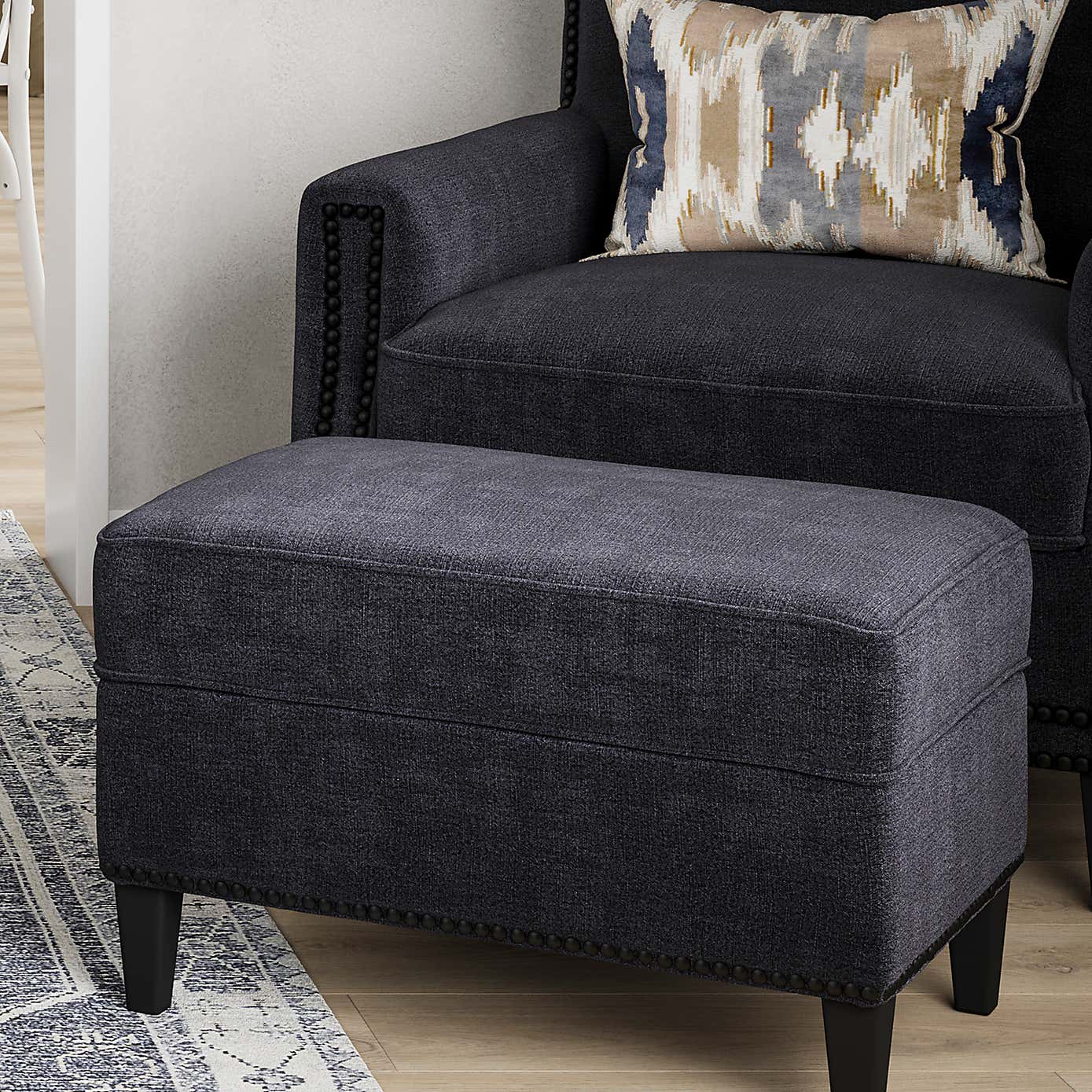 Atticus Linen Blend Footstool