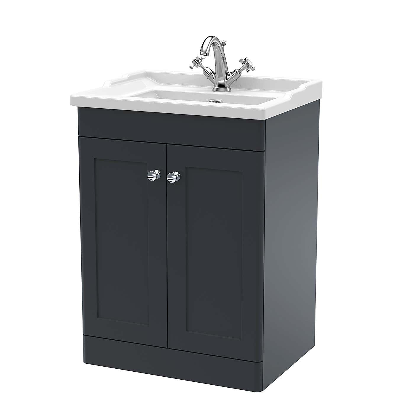 Classique Floor Standing 2 Door Vanity Unit with Ceramic Basin