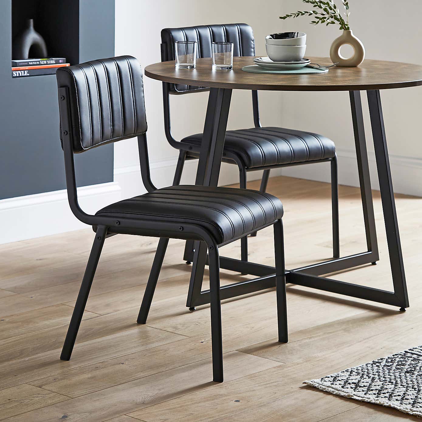 Rhys Set of 2 Dining Chairs, Faux Leather