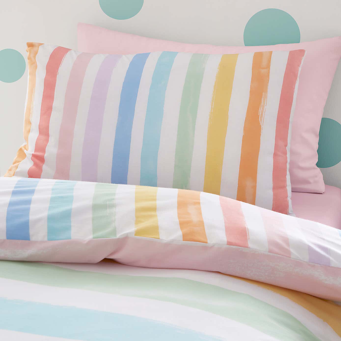 Rainbow Watercolour Stripe Duvet Cover & Pillowcase Set
