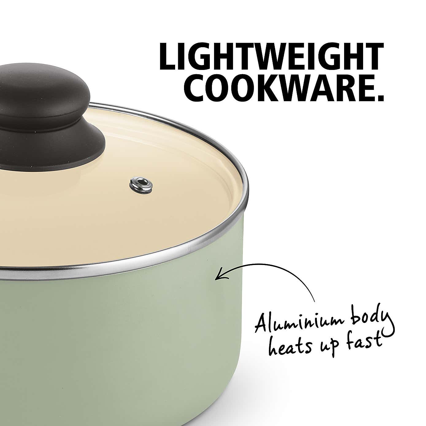 Brabantia Non-Stick Aluminium Sage 5 Piece Pan Set