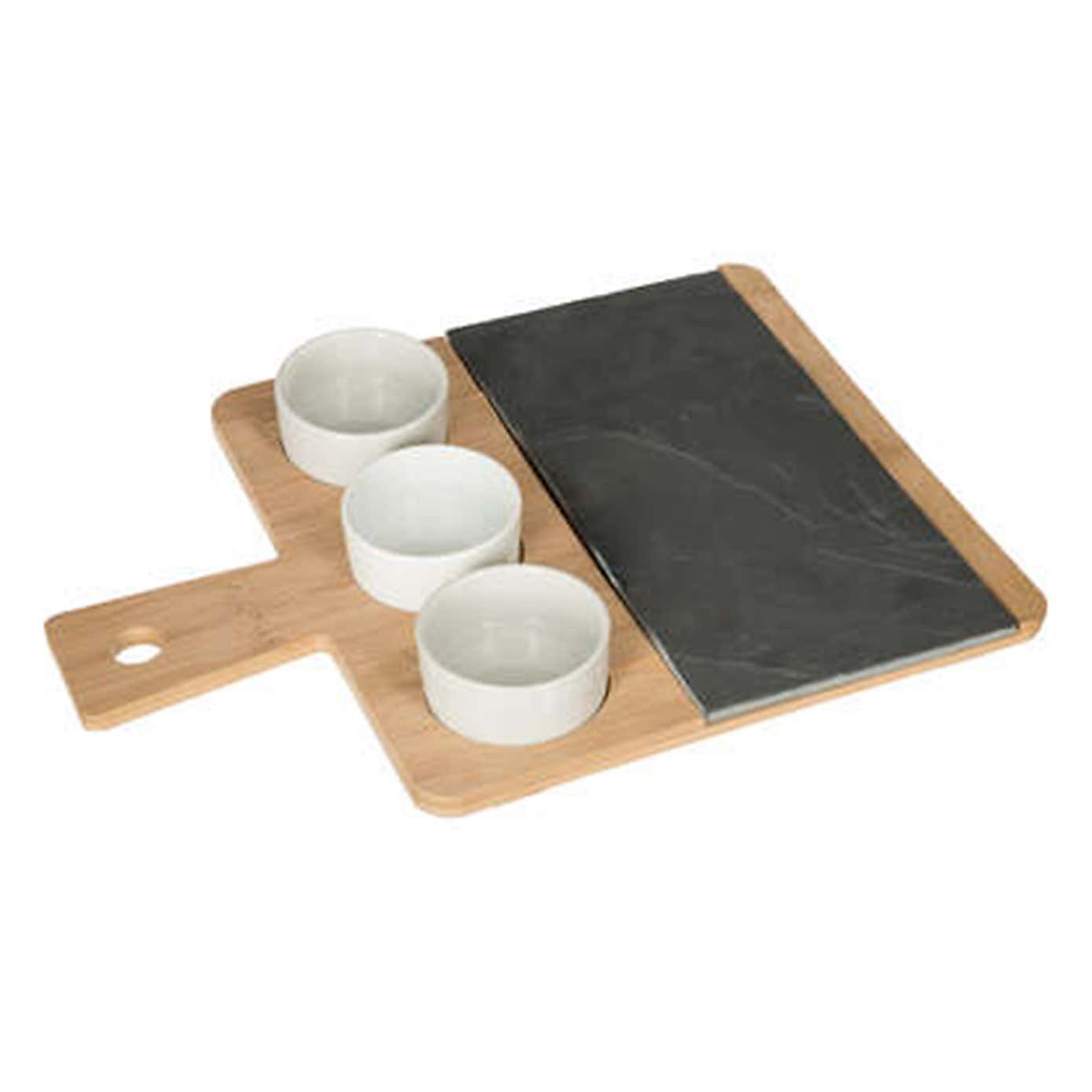 Slate & Bamboo Serving Board Set