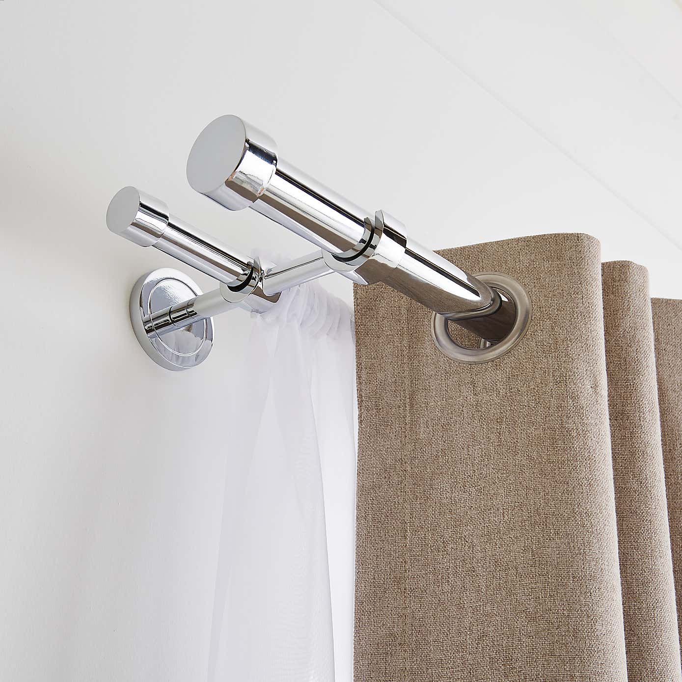 Trinity Double Layer Extendable Metal Eyelet Curtain Pole