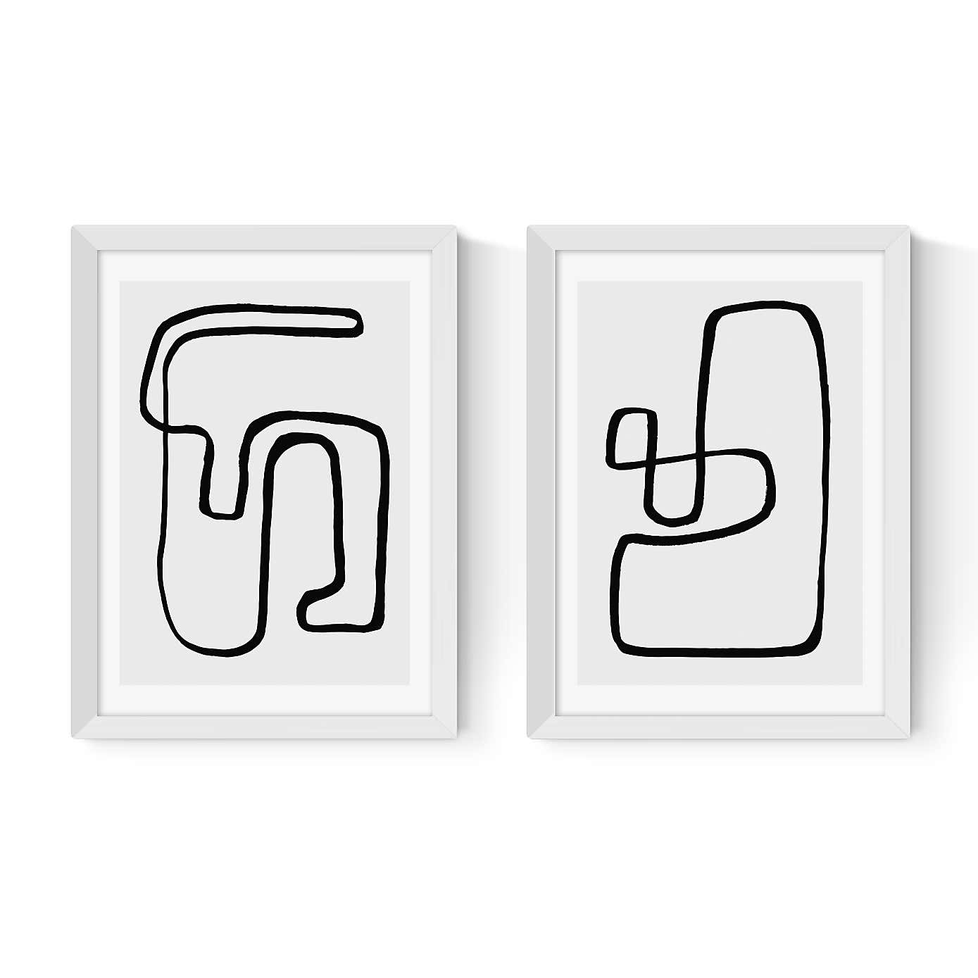 East End Prints Abstract Monochrome Set of 2 Prints by Rafael Farias