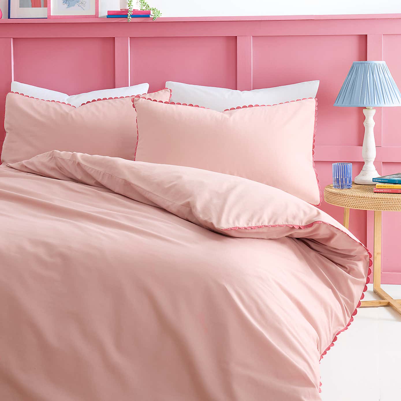 Phoebe Scallop 100% Cotton Duvet Cover and Pillowcase Set