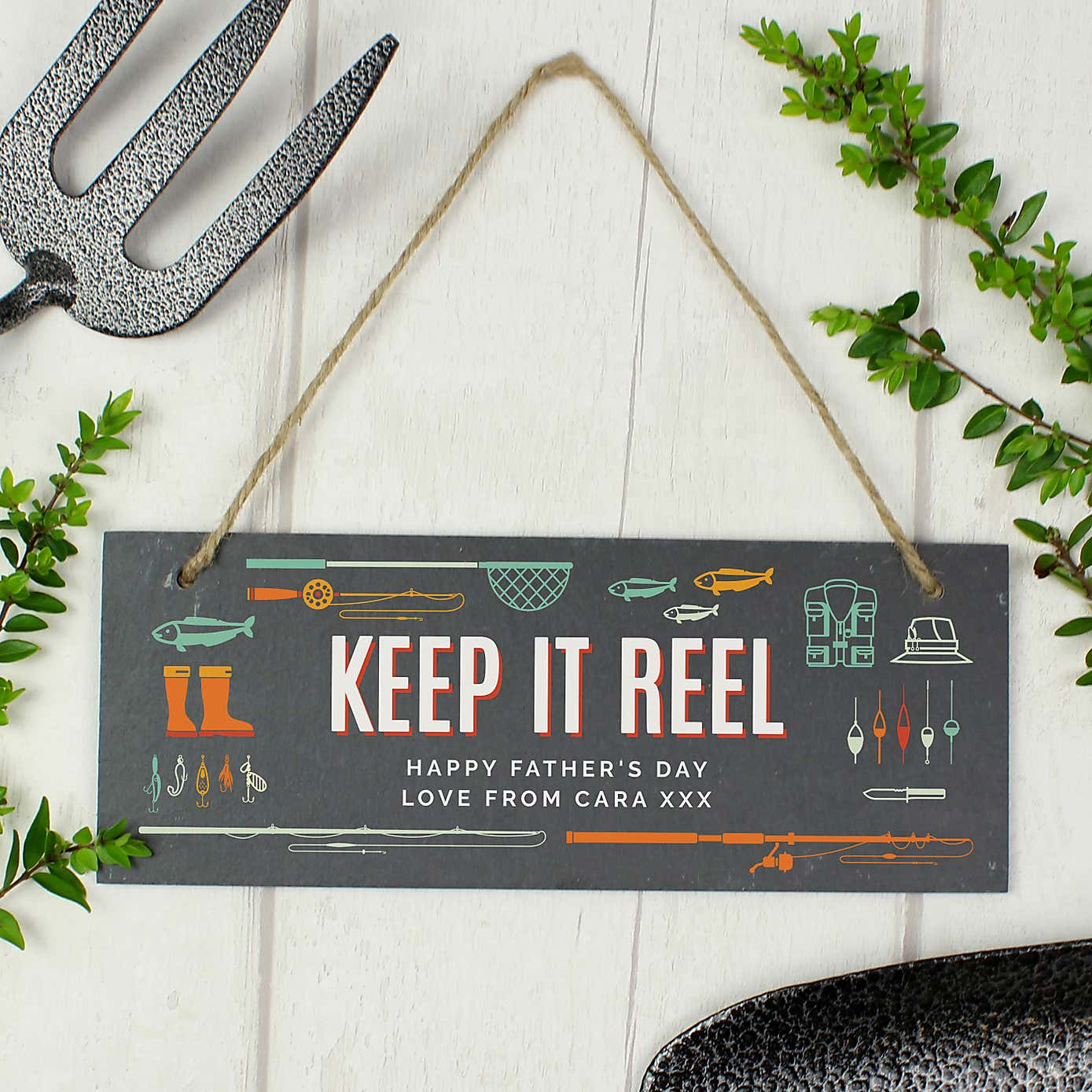 Personalised Keep It Reel Printed Hanging Slate Plaque