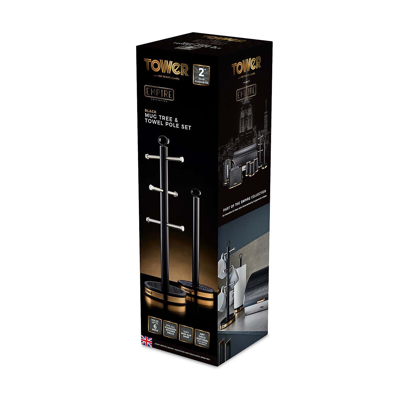 Tower Empire 6 Cup Mug Tree & Kitchen Roll Holder Set