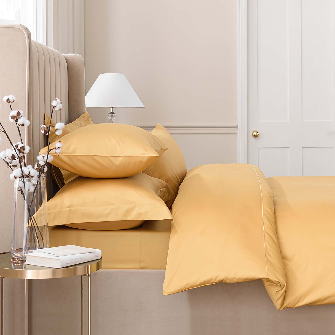 Dorma 300 Thread Count 100% Cotton Sateen Plain Cuffed Pillowcase