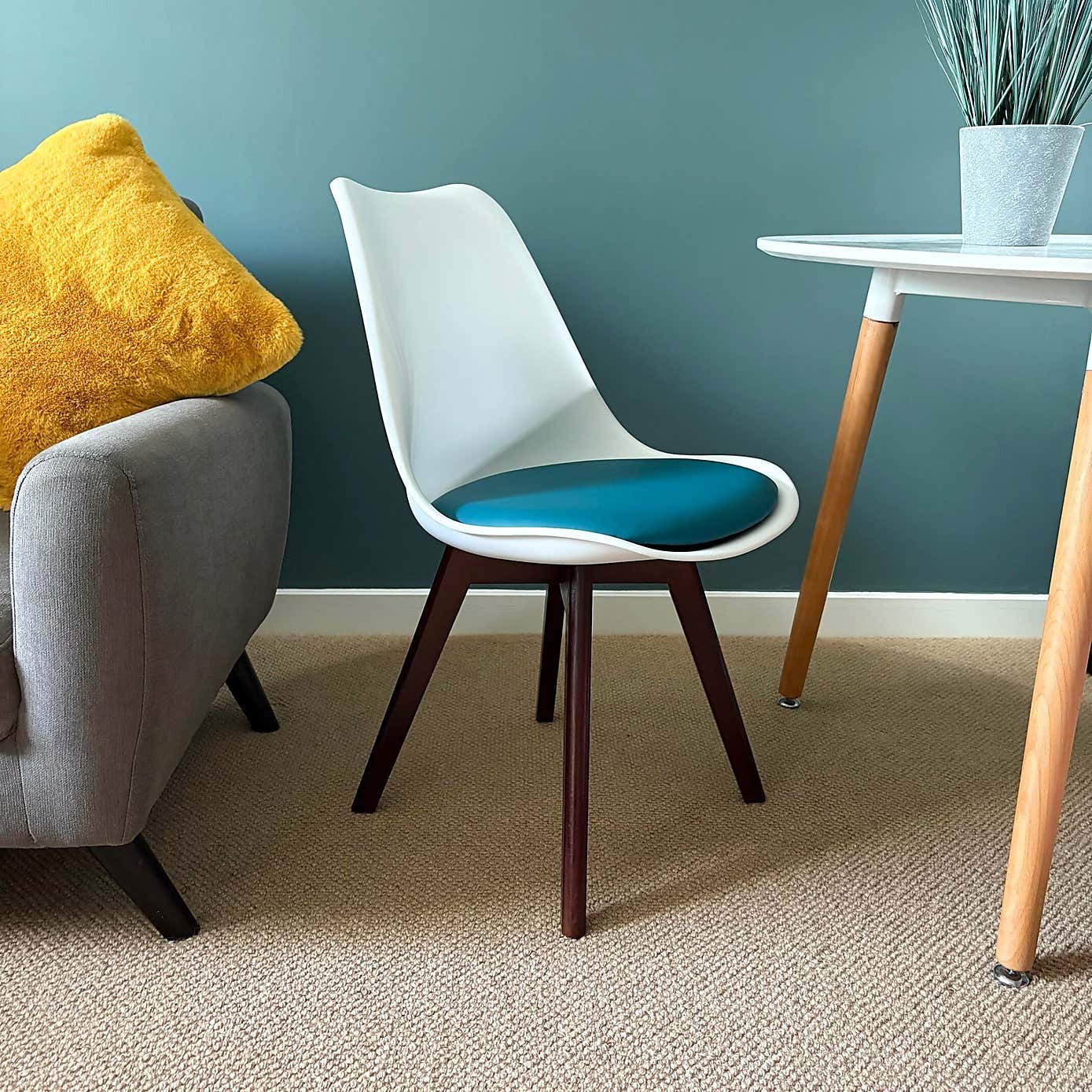 Fusion Living Soho White Plastic Dining Chair with Squared Legs