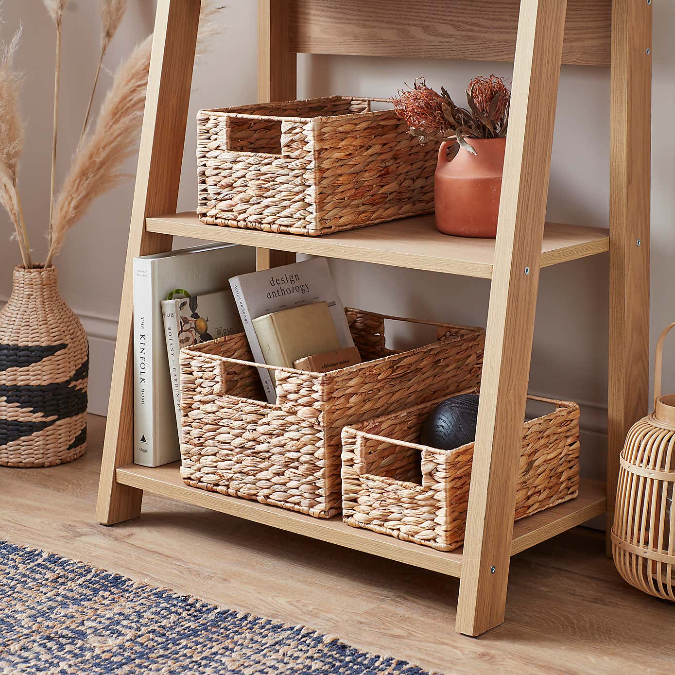 Set of 3 Woven Water Hyacinth Storage Baskets