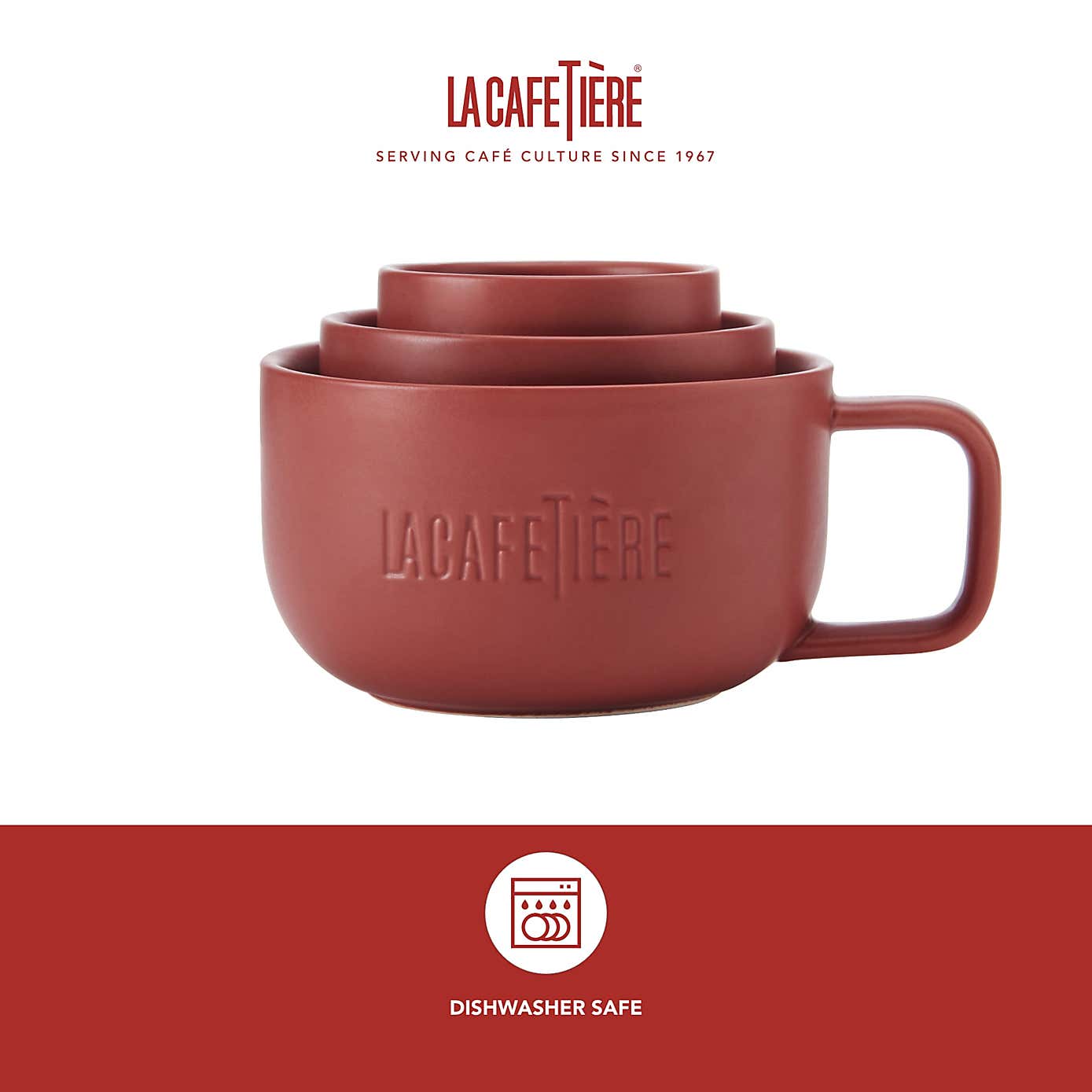 La Cafetiere 3 Piece Red Porcelain Mug Set