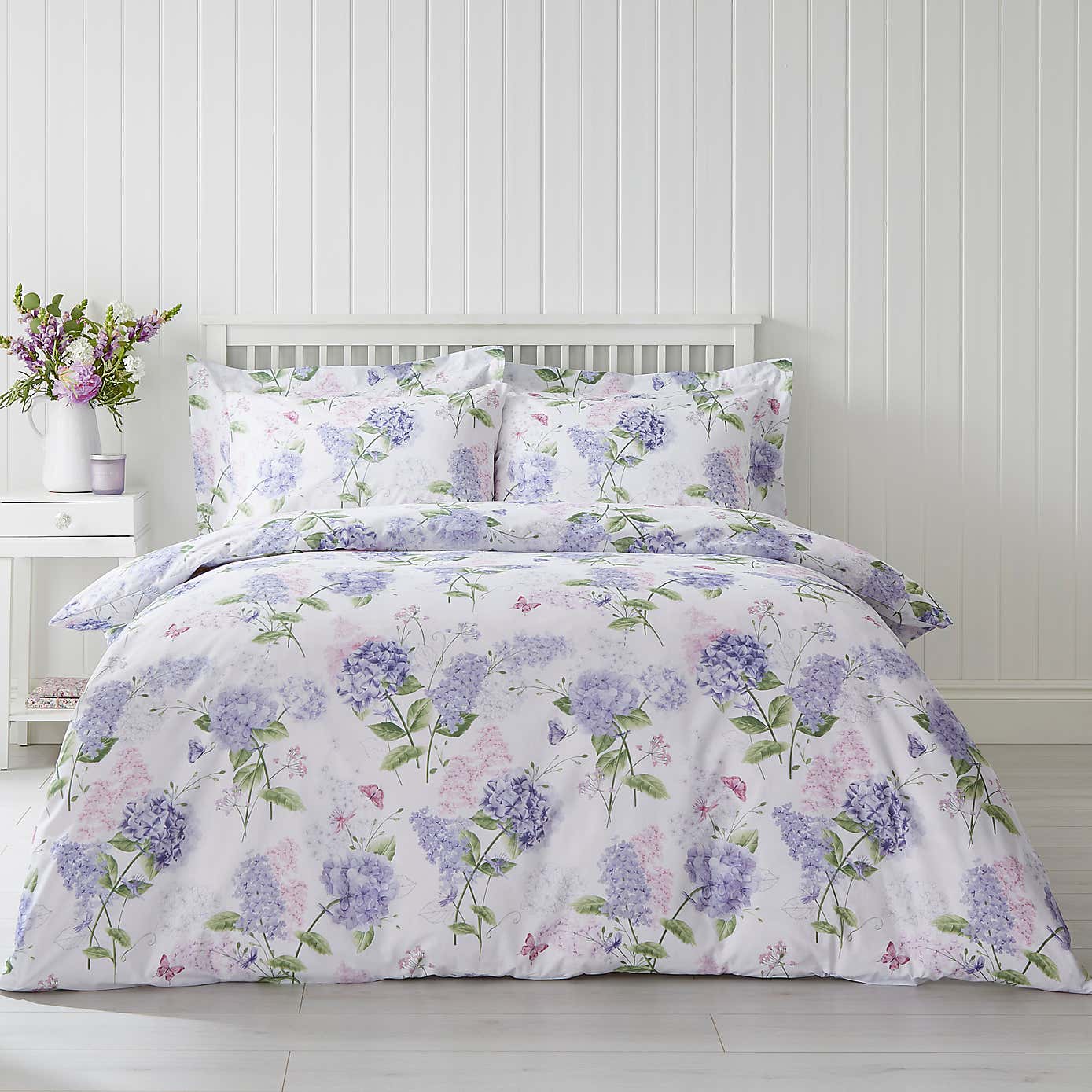 Wild Hydrangea Lilac Duvet Cover and Pillowcase Set