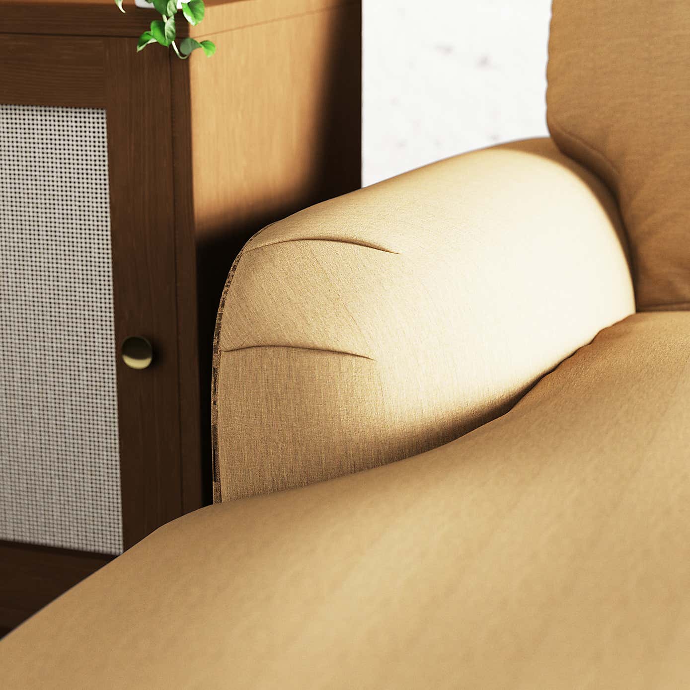 Martha Slub Faux Linen Corner Chaise Sofa