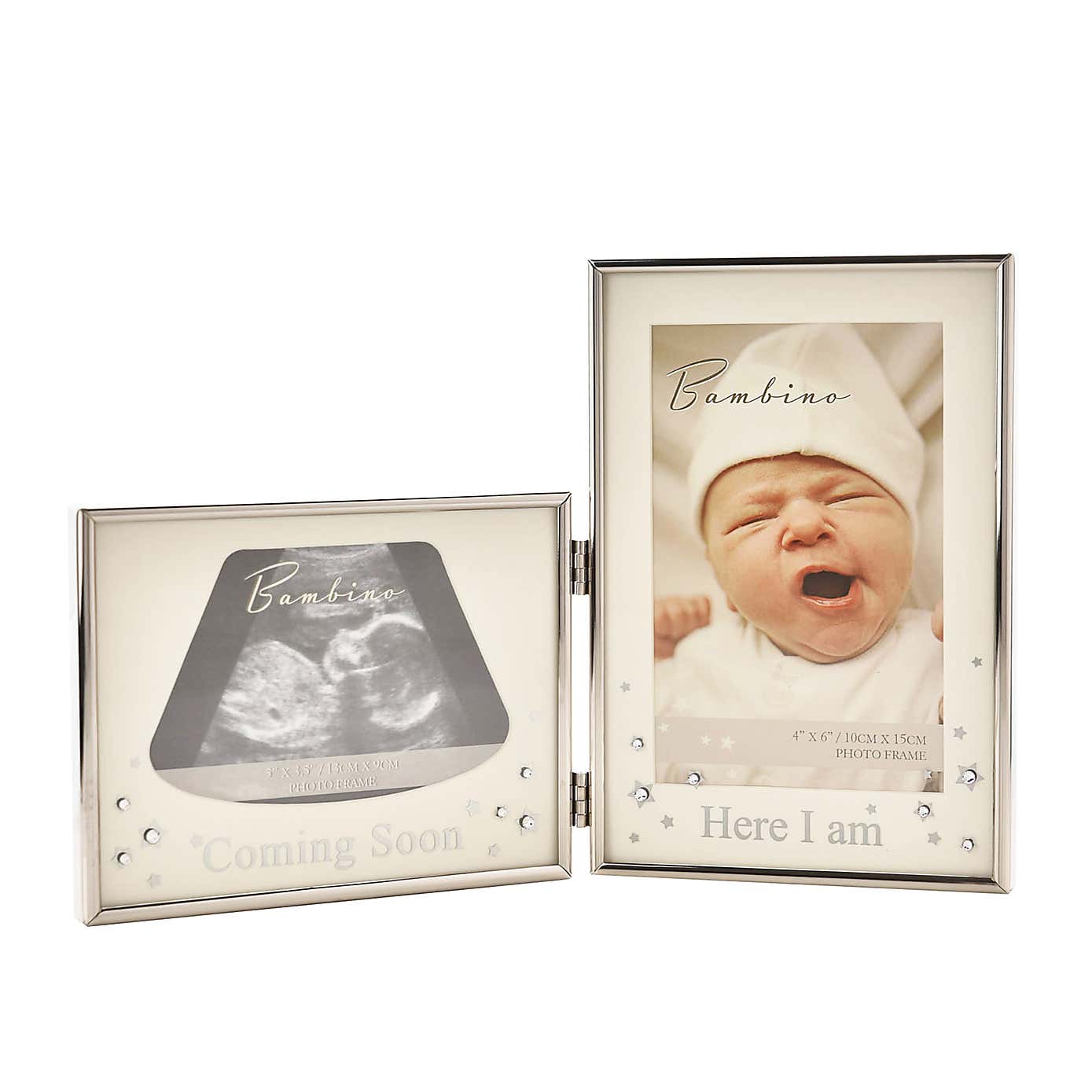 Bambino Silver effect 'Here I Am' Double Scan Frame
