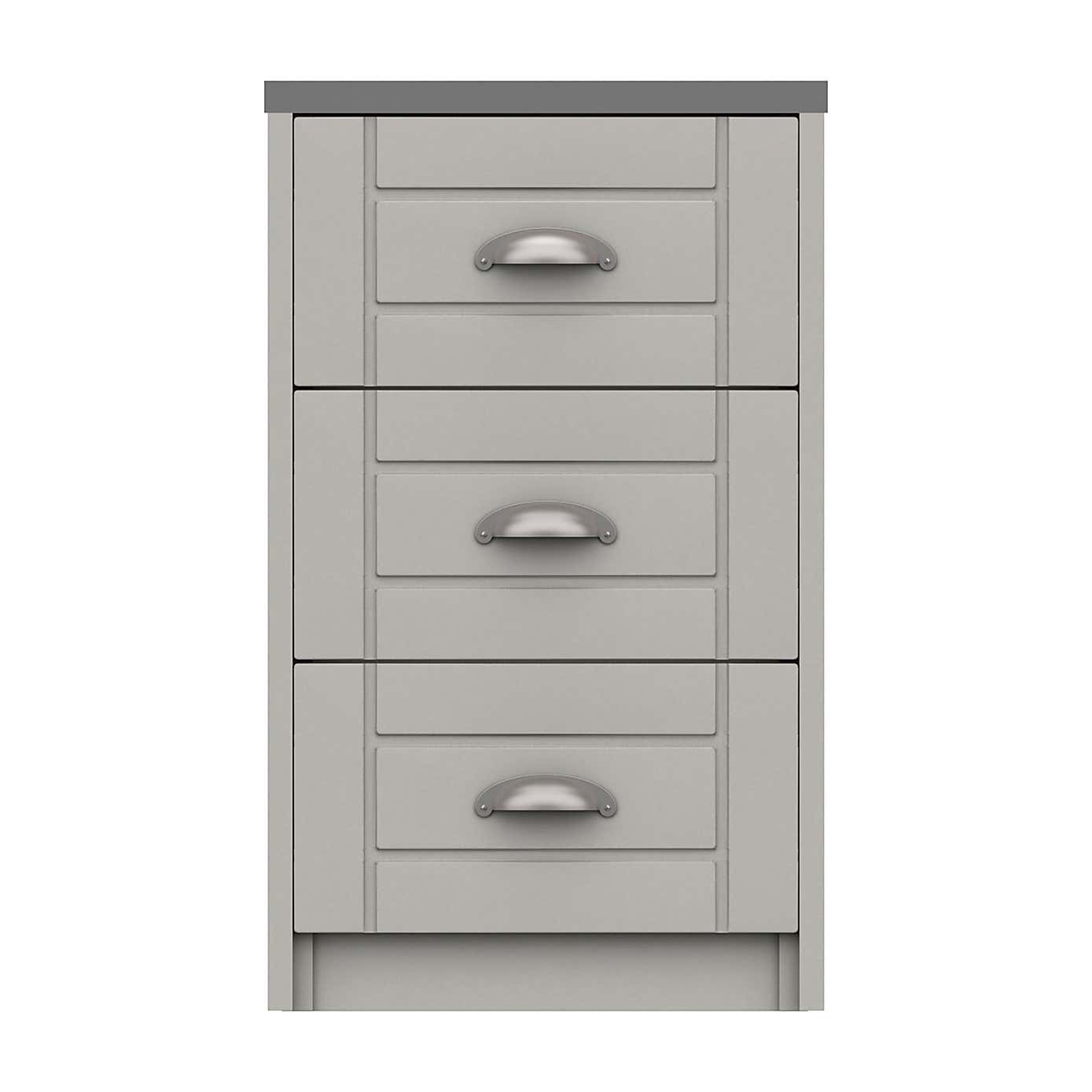 Darwin White and Oak Effect 3 Drawer Bedside Table