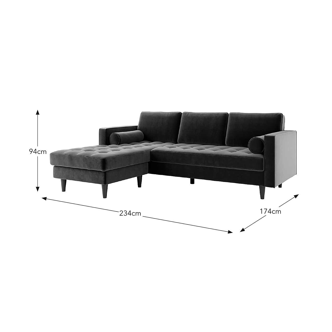 Zoe Velvet Corner Chaise Sofa
