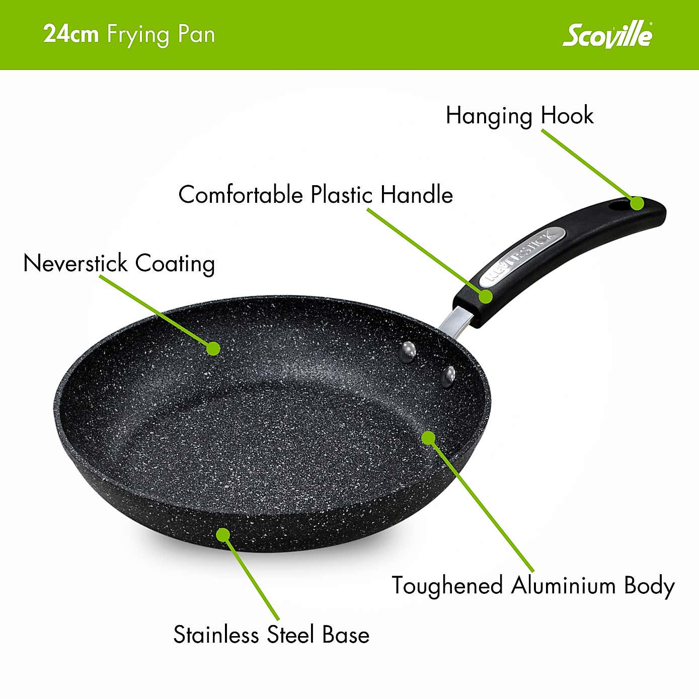 Scoville Neverstick Non-stick Aluminium Frying Pan, 24cm