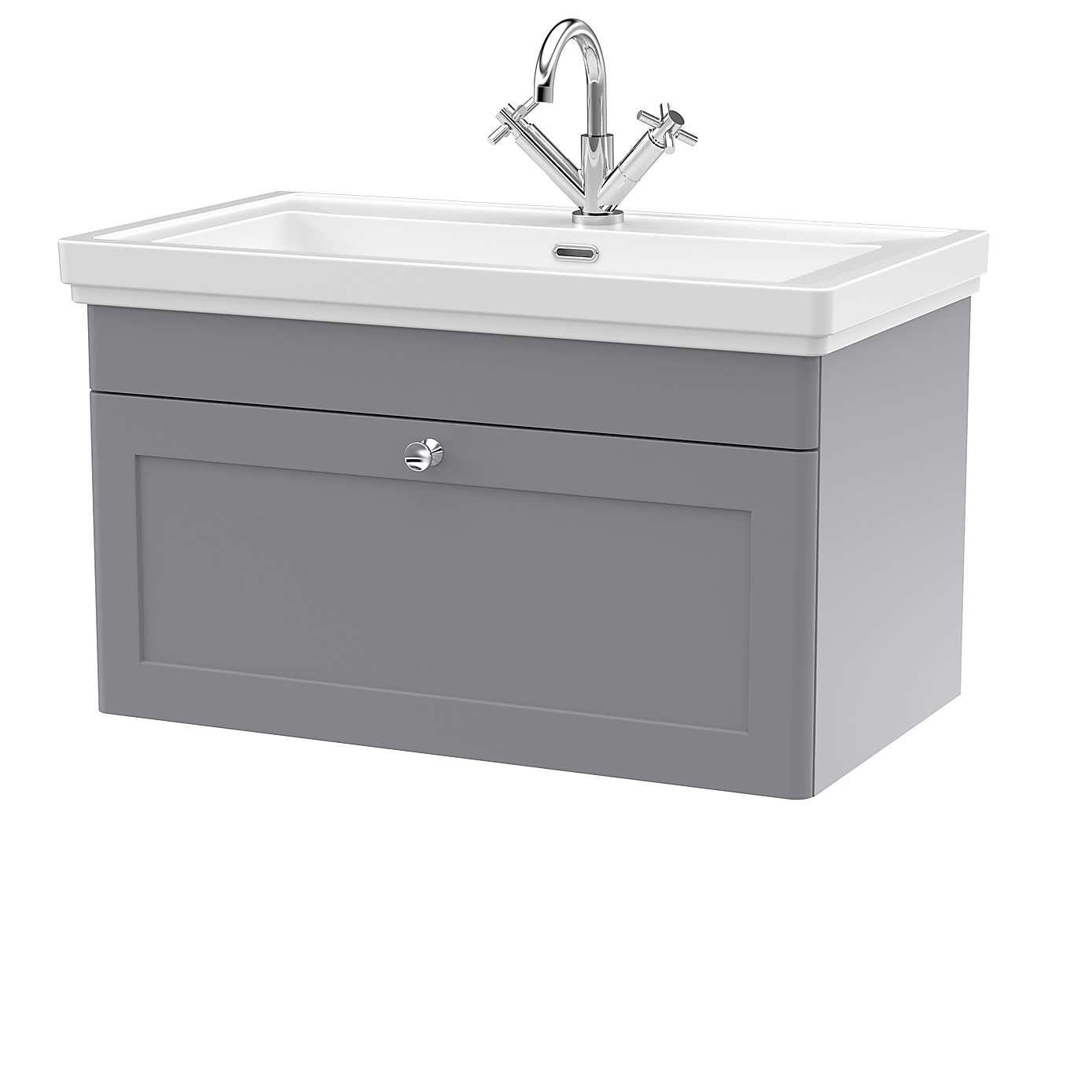 Classique Wall Mounted 1 Drawer Vanity Unit with Basin